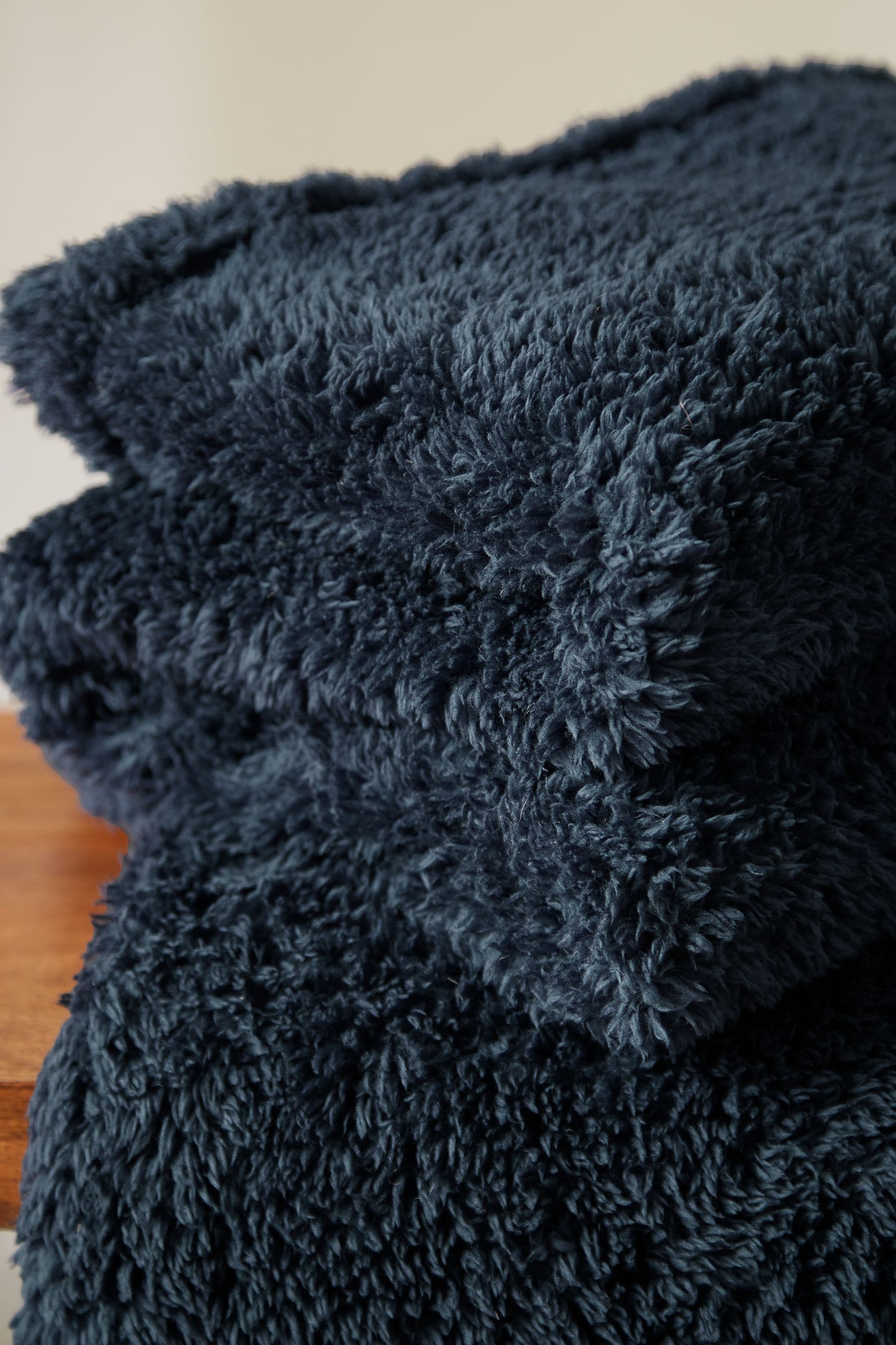 Navy Blue Snuggle Teddy Fleece Throw