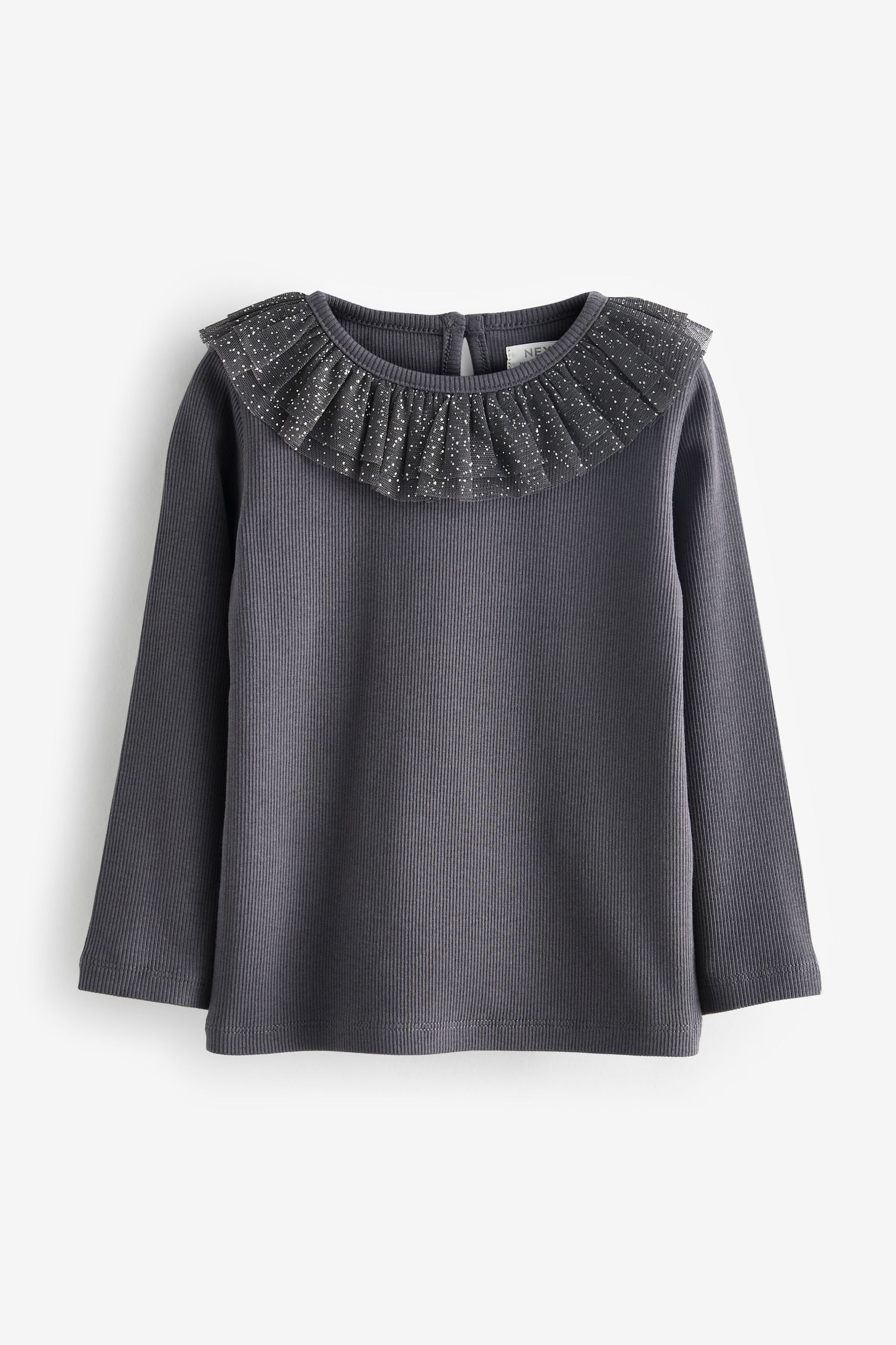 Charcoal Grey Sparkle Long Sleeve Top (3mths-7yrs)