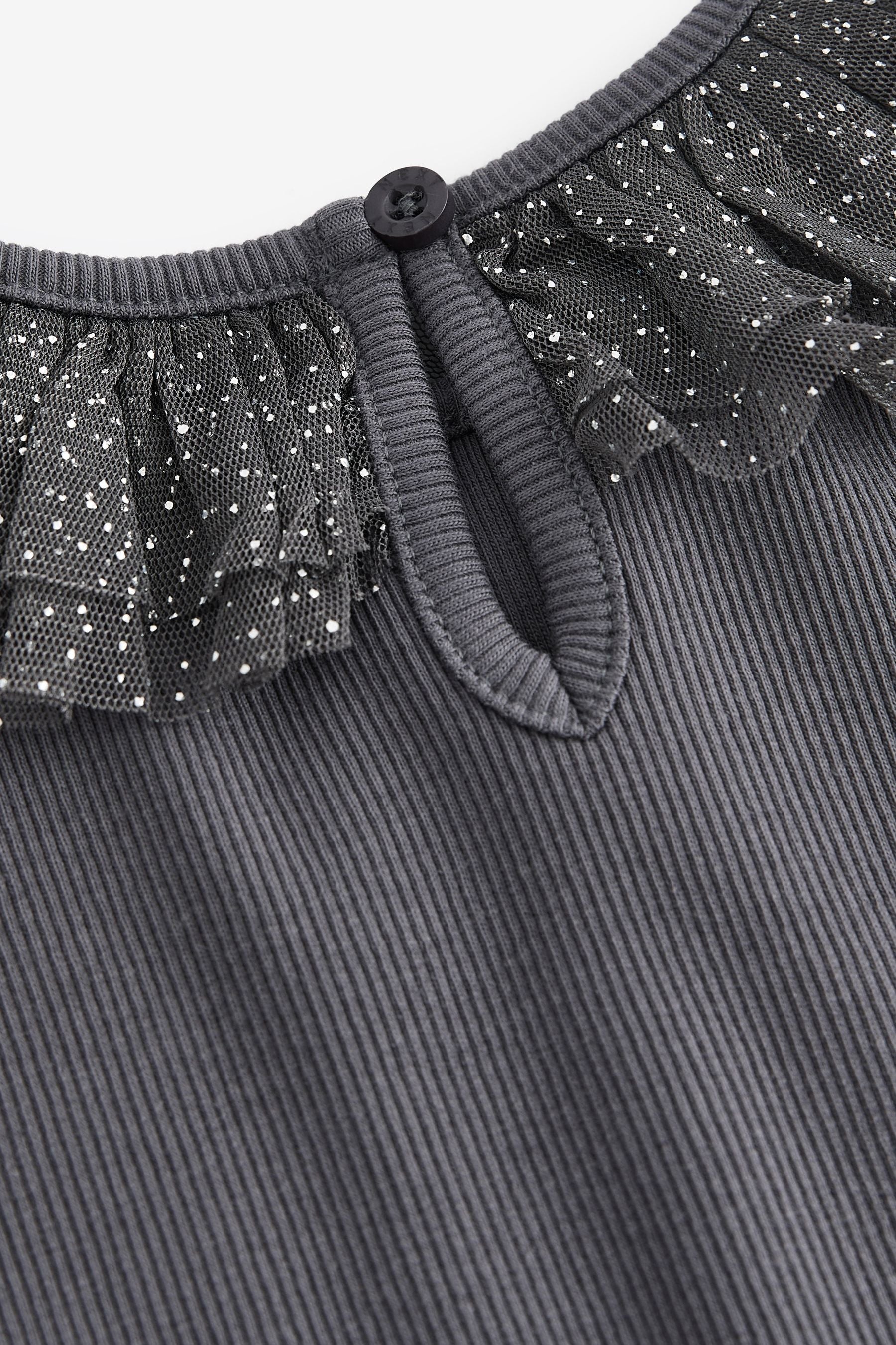 Charcoal Grey Sparkle Long Sleeve Top (3mths-7yrs)