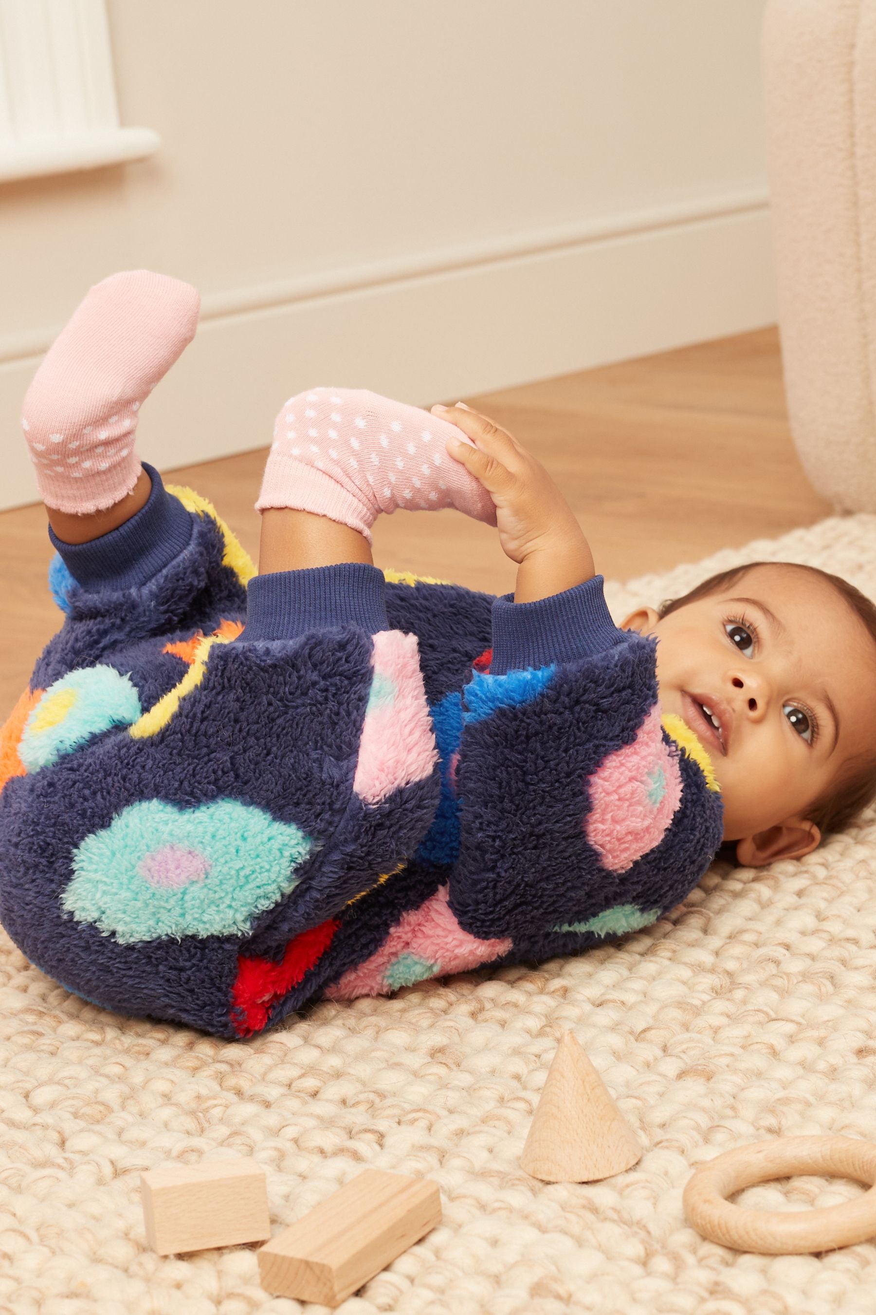 Navy Fleece Baby Sleepsuit