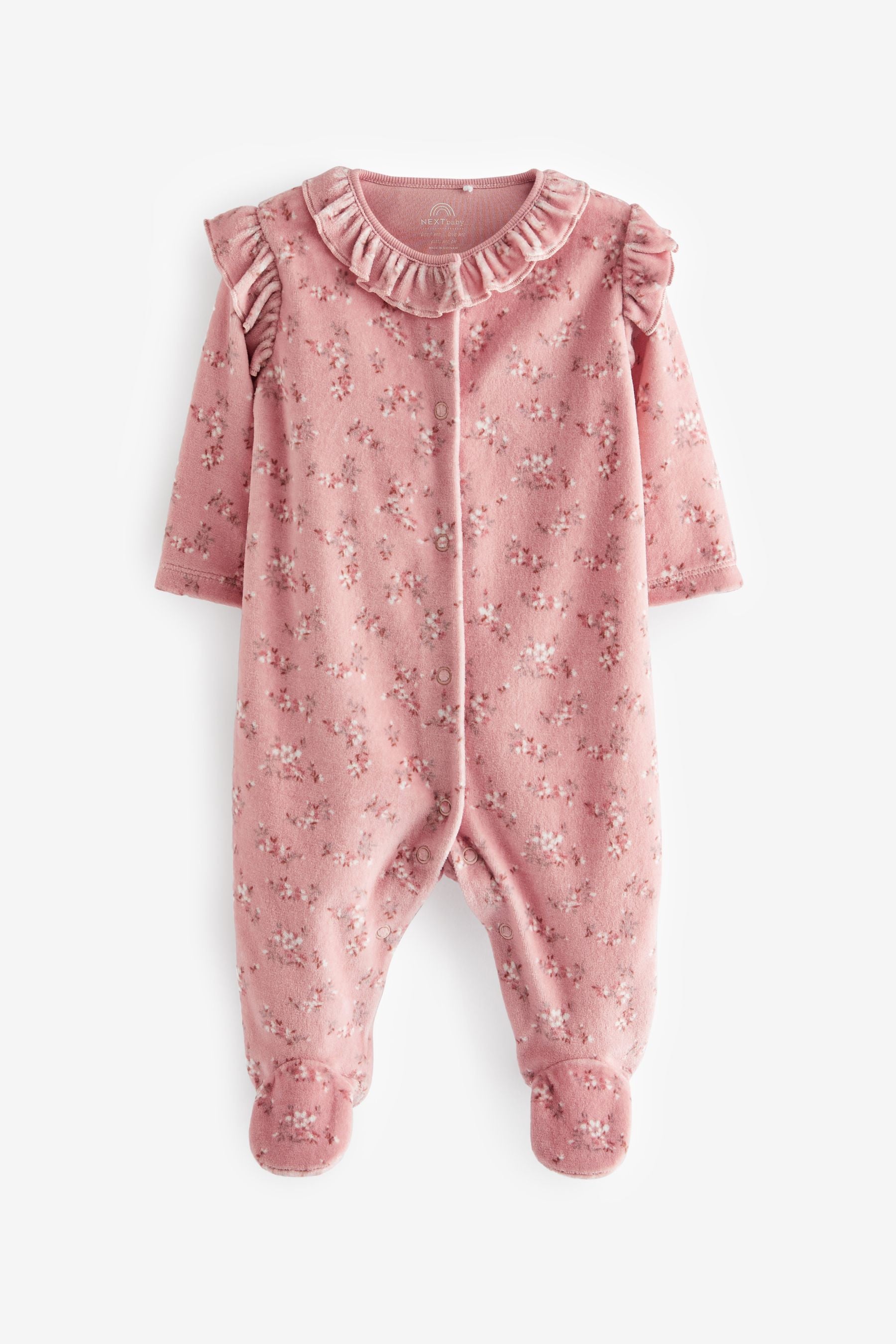 Blush Pink Velour Sleepsuit (0mths-3yrs)