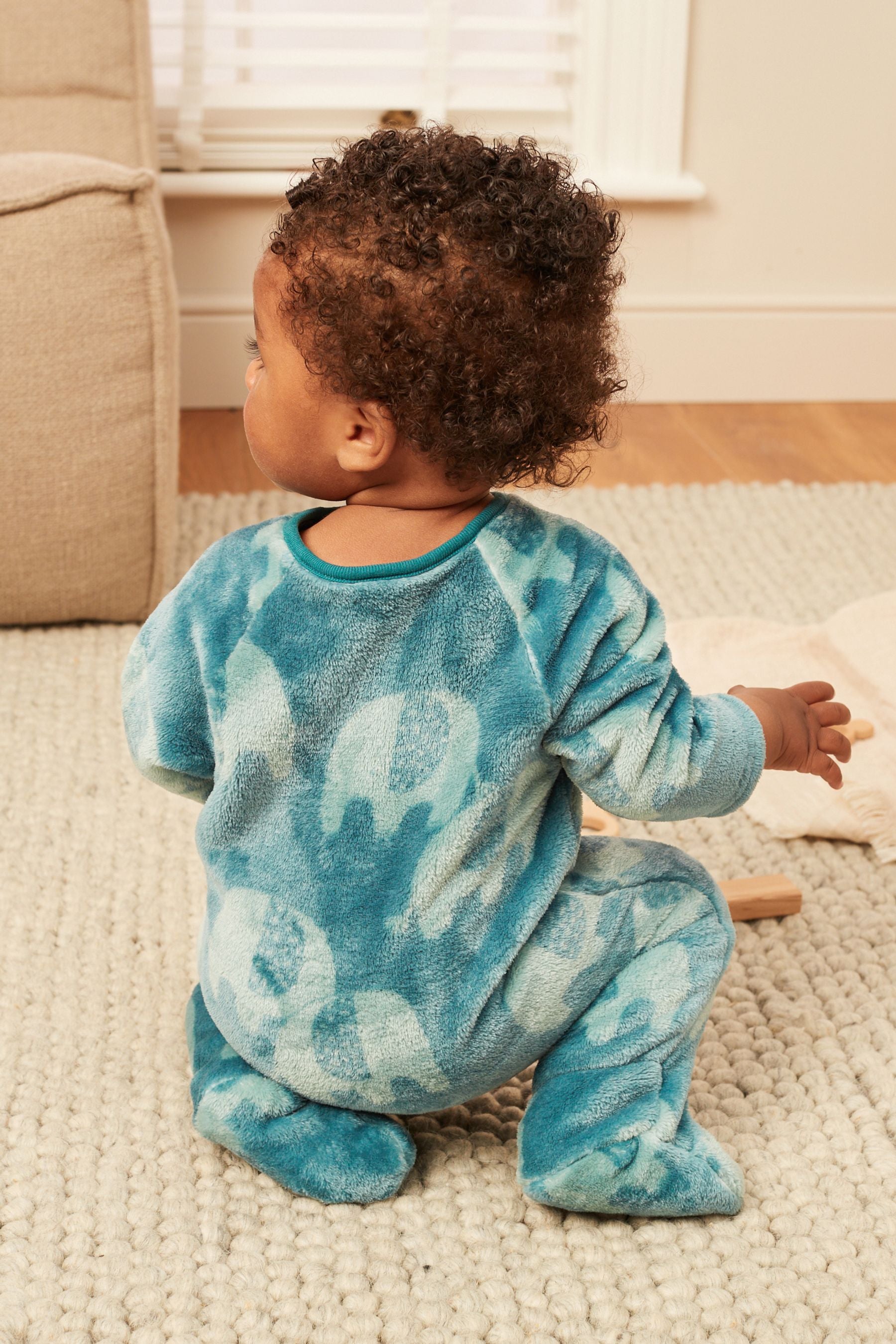 Teal Blue Baby Fleece Sleepsuit