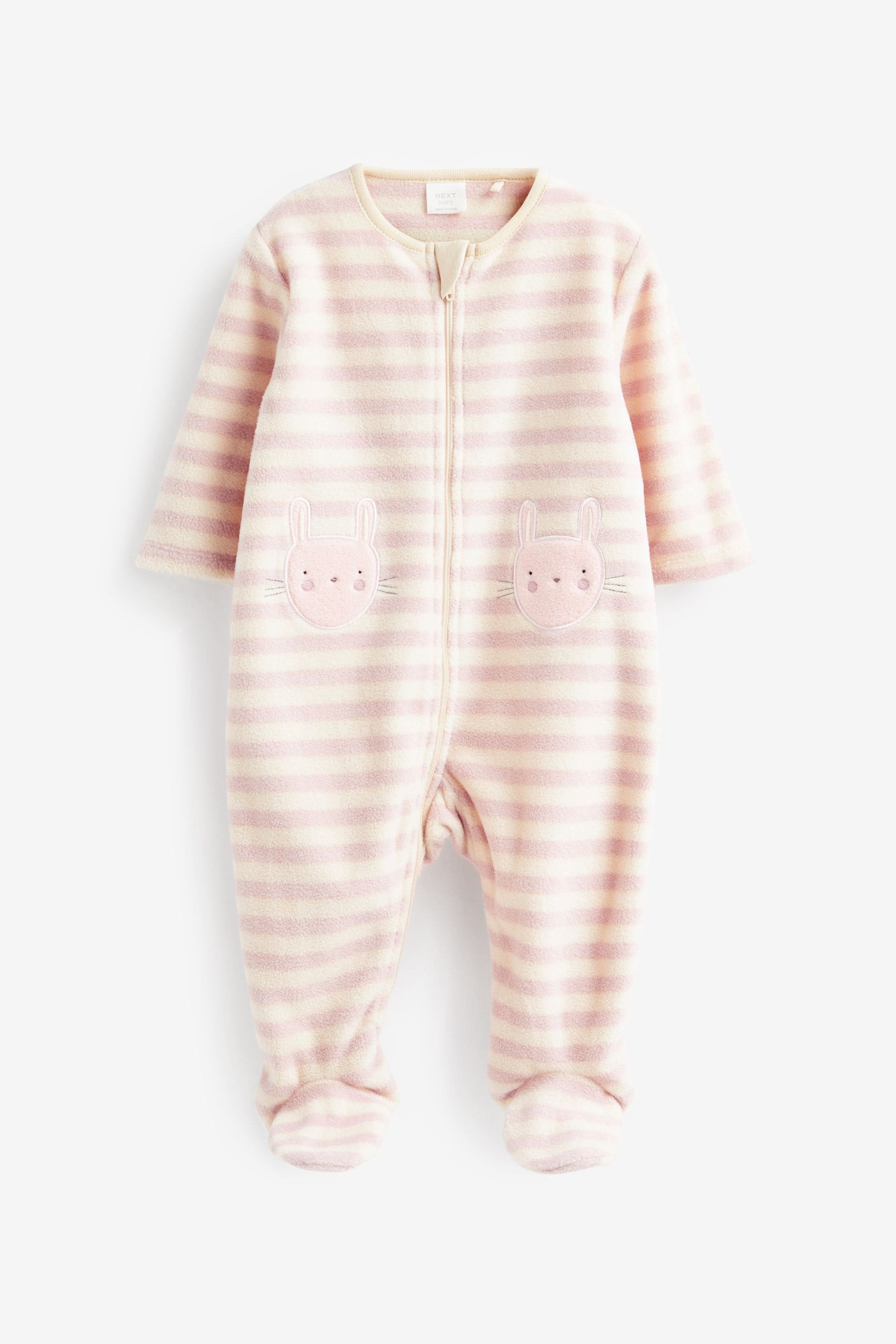 Pink Fleece Baby Sleepsuits 2 Pack