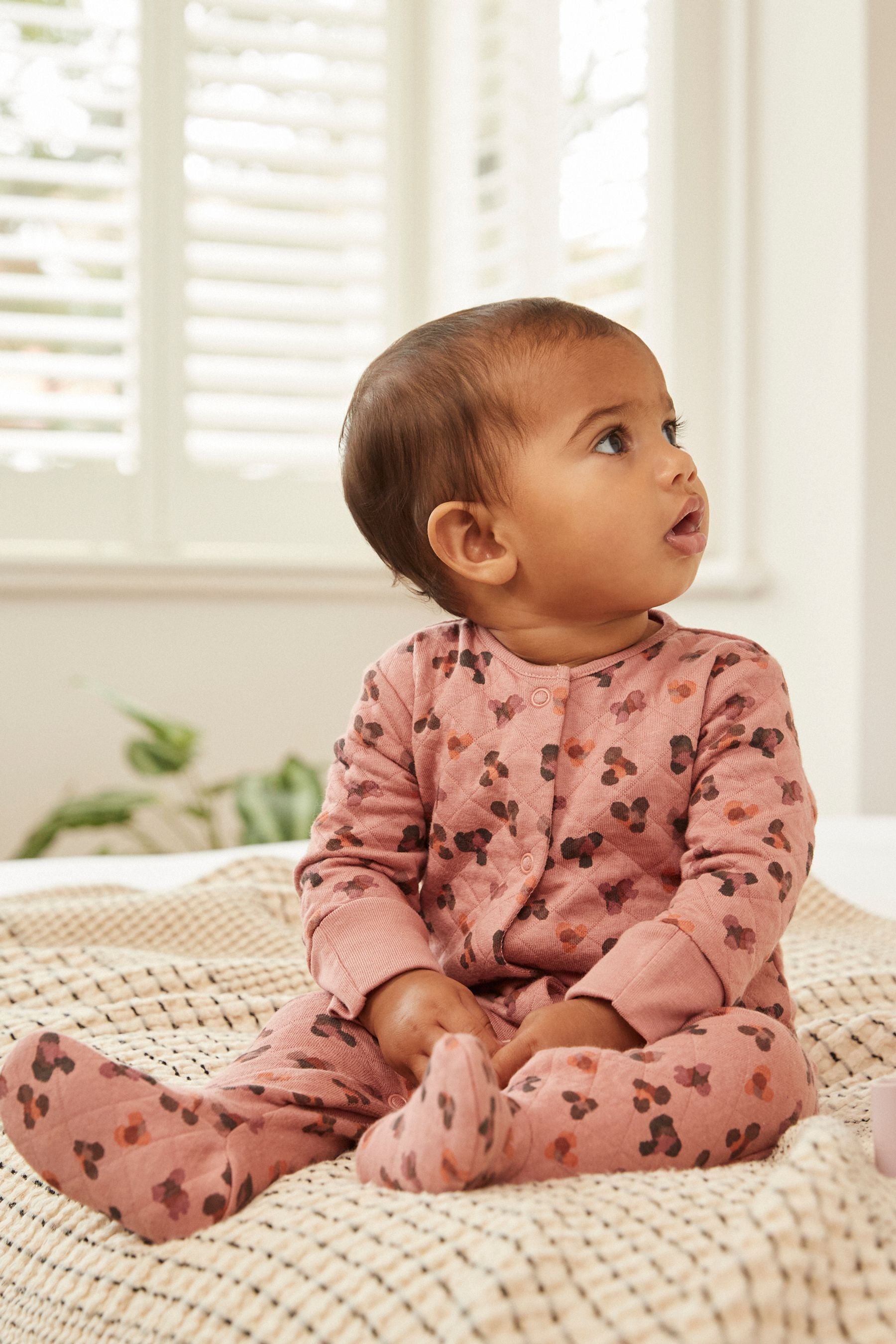 Pink Quilted Baby Sleepsuit