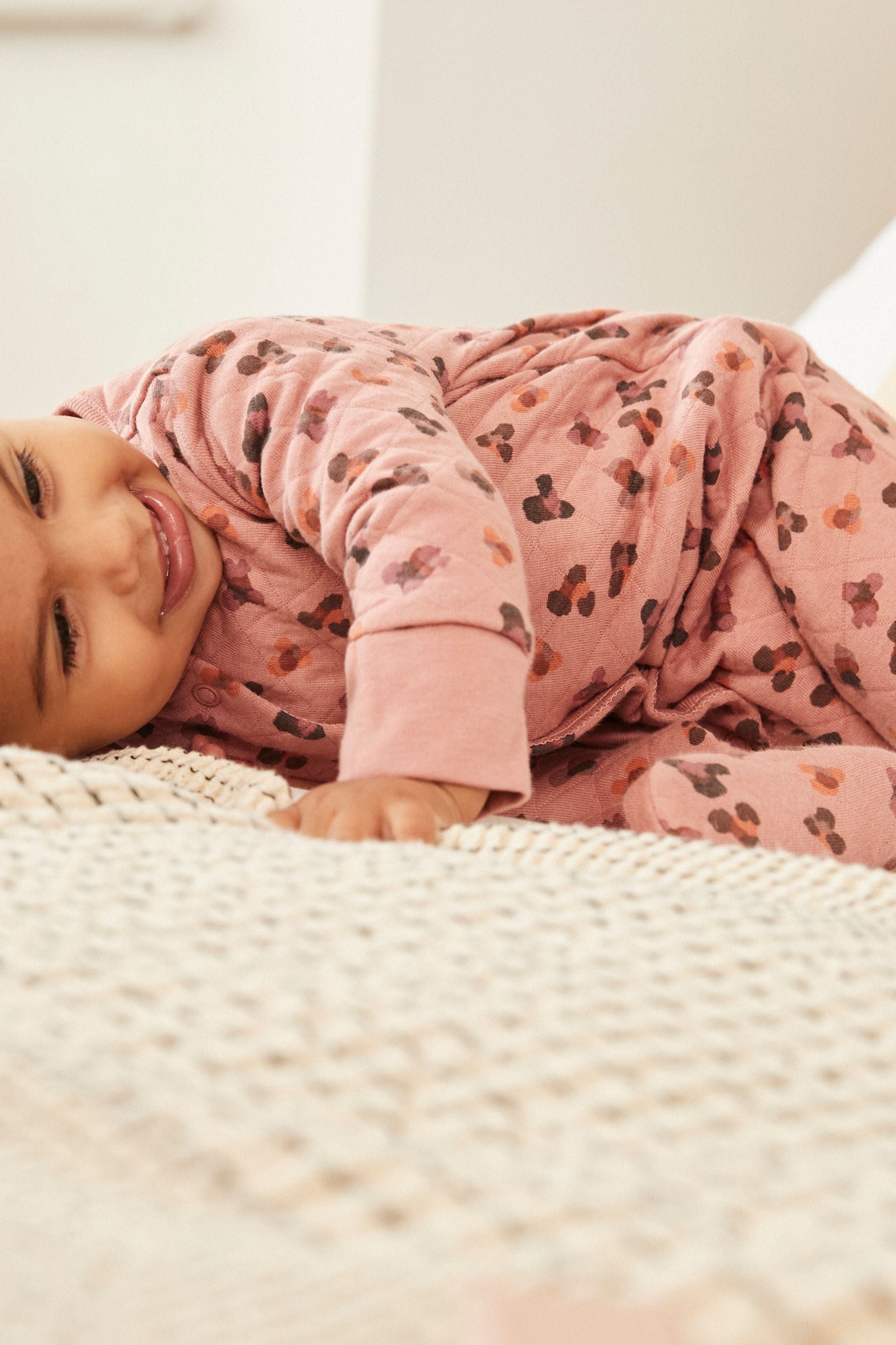 Pink Quilted Baby Sleepsuit