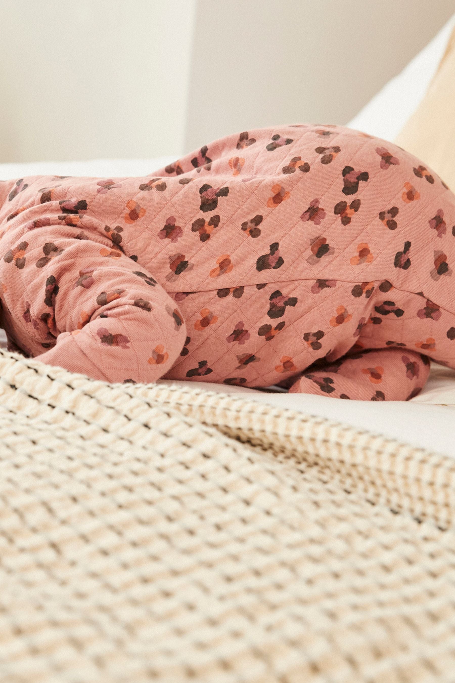 Pink Quilted Baby Sleepsuit