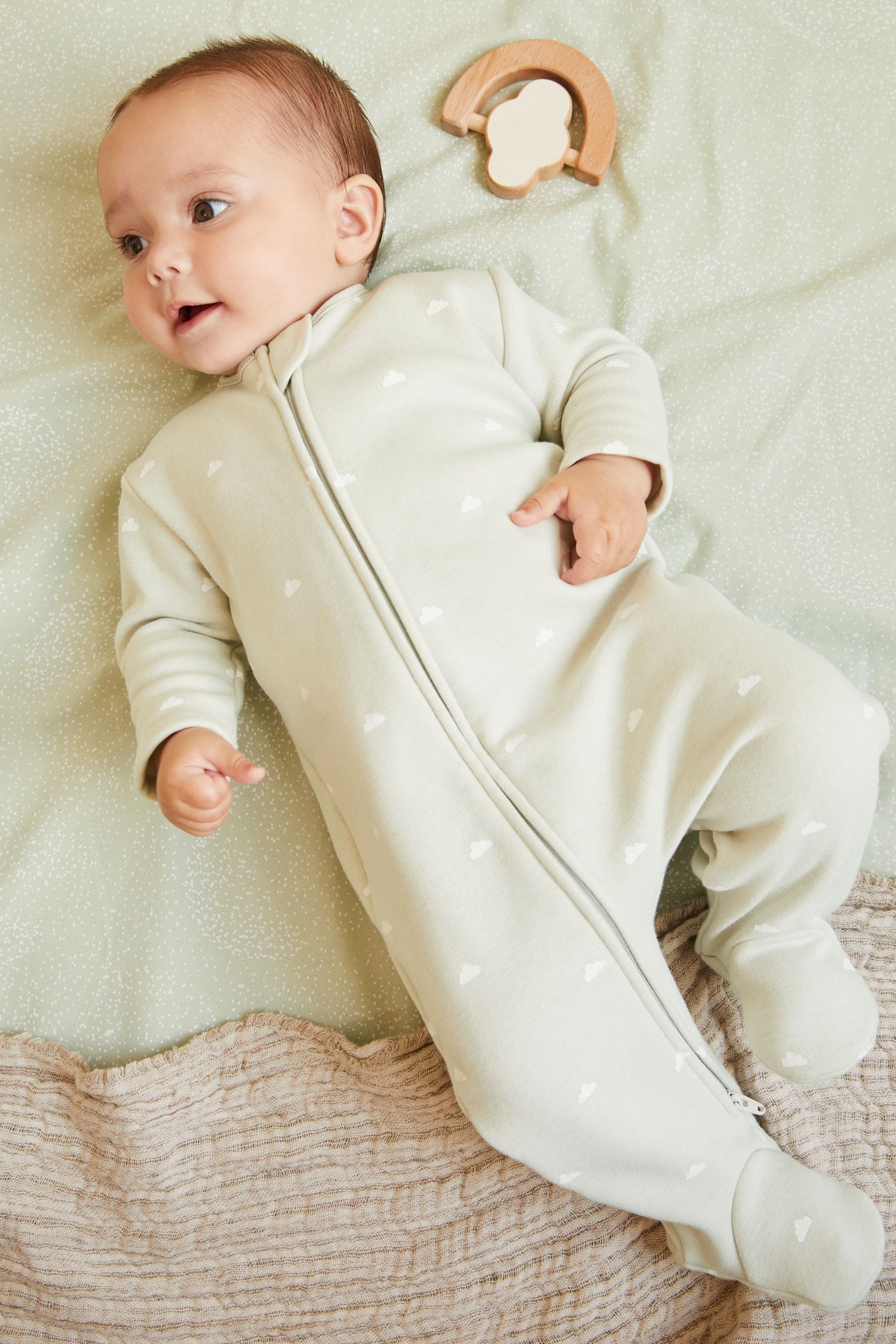 Grey Fleece Lined Baby Sleepsuit