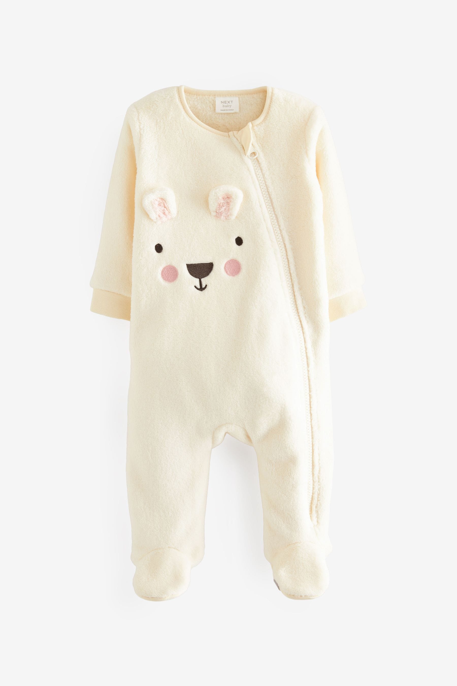 Cream Fleece Baby Sleepsuit