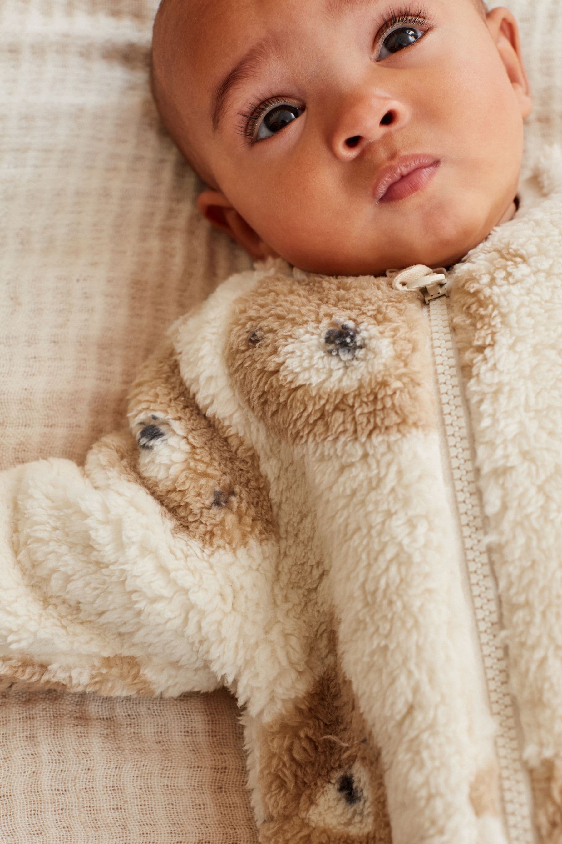 Ecru Cream Cosy Fleece Sleepsuit