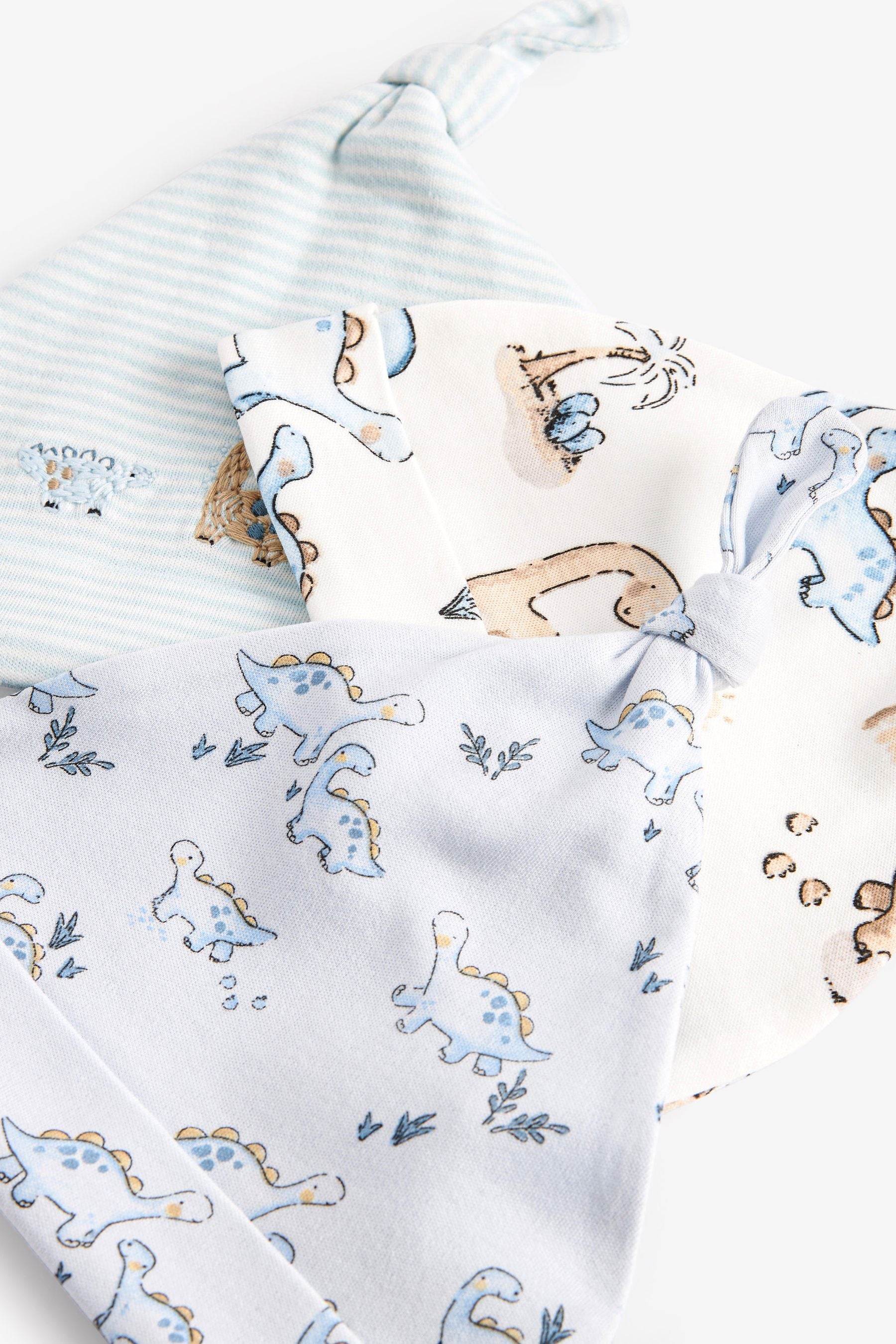 Blue Dino Baby Tie Top Hats 3 Pack (0-18mths)