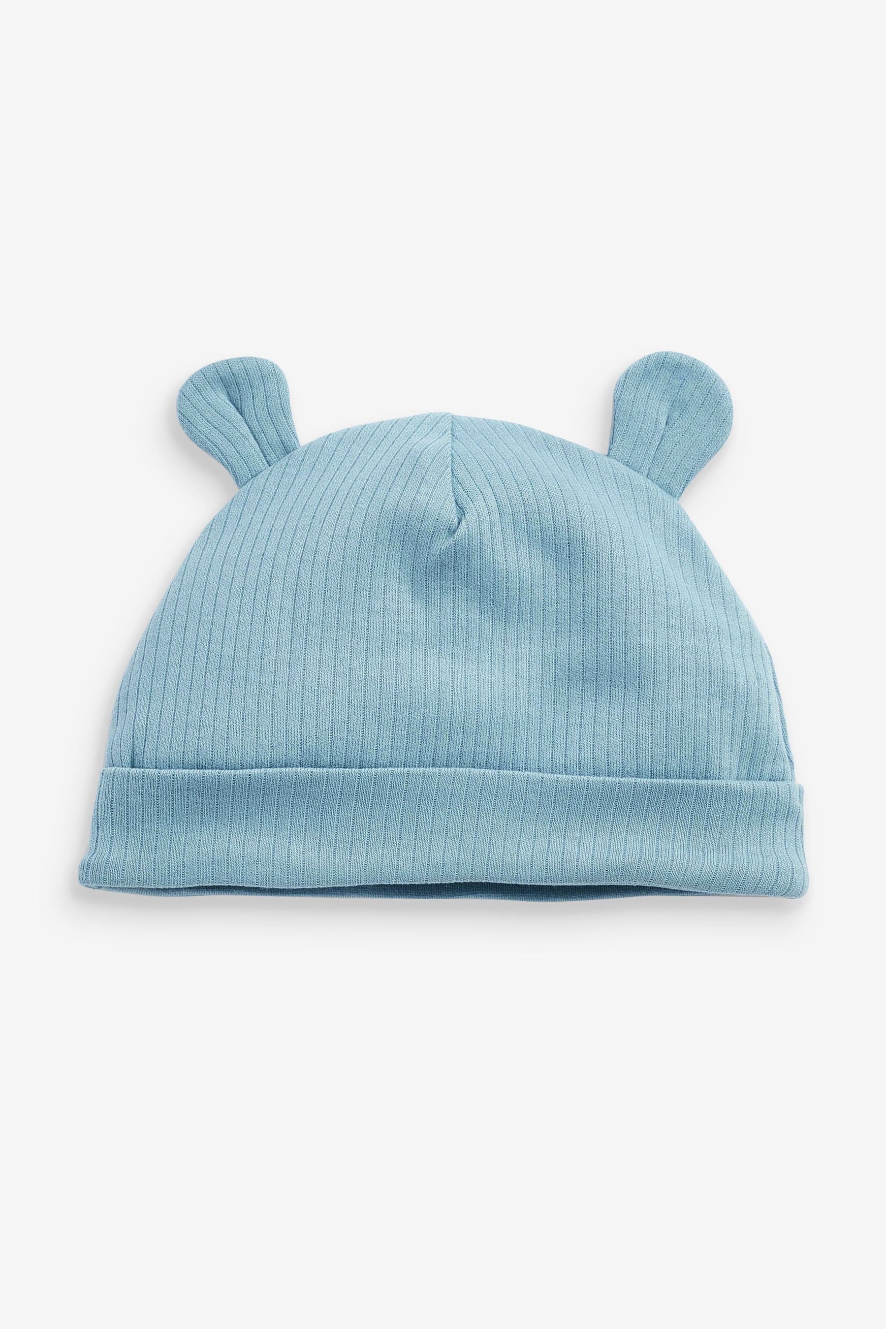 Blue 3 Pack Baby Bear Ear Beanie Hats (0-18mths)