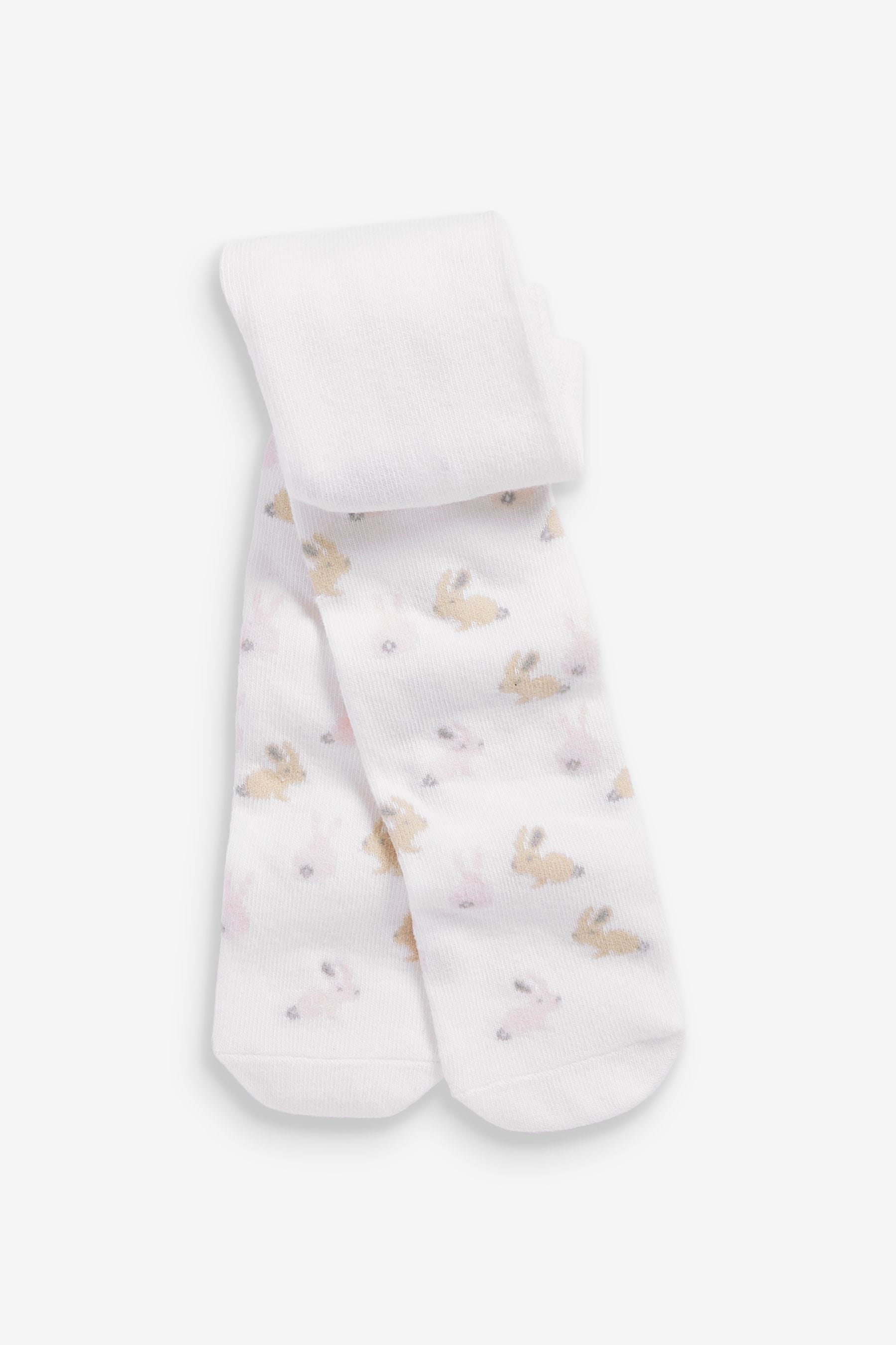 Pink/Cream Bunny Baby Designed Tights 3 Pack (0mths-2yrs)