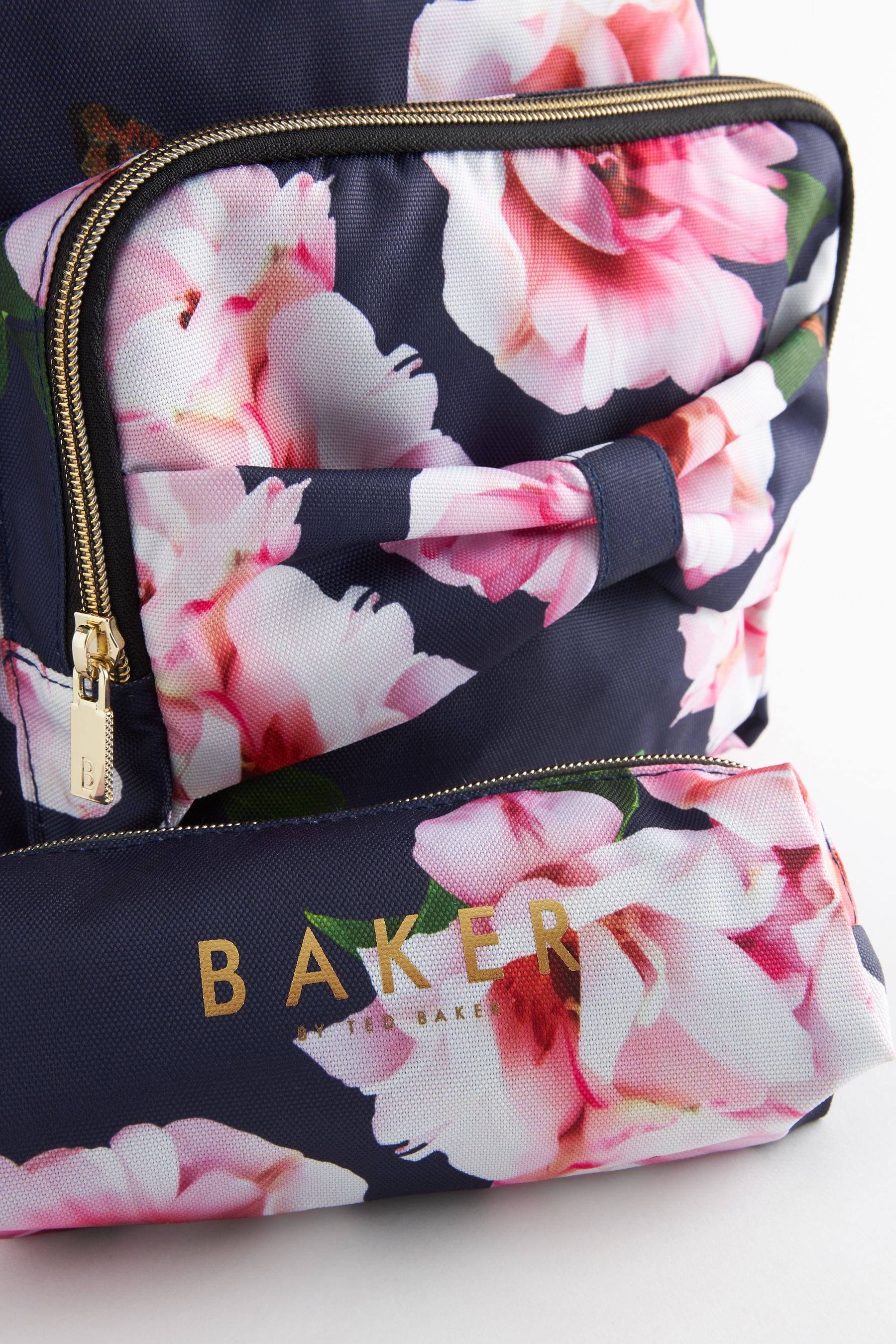 Navy Baker by Ted Baker Girls Navy Back to School Floral Backpack with Pencil Case