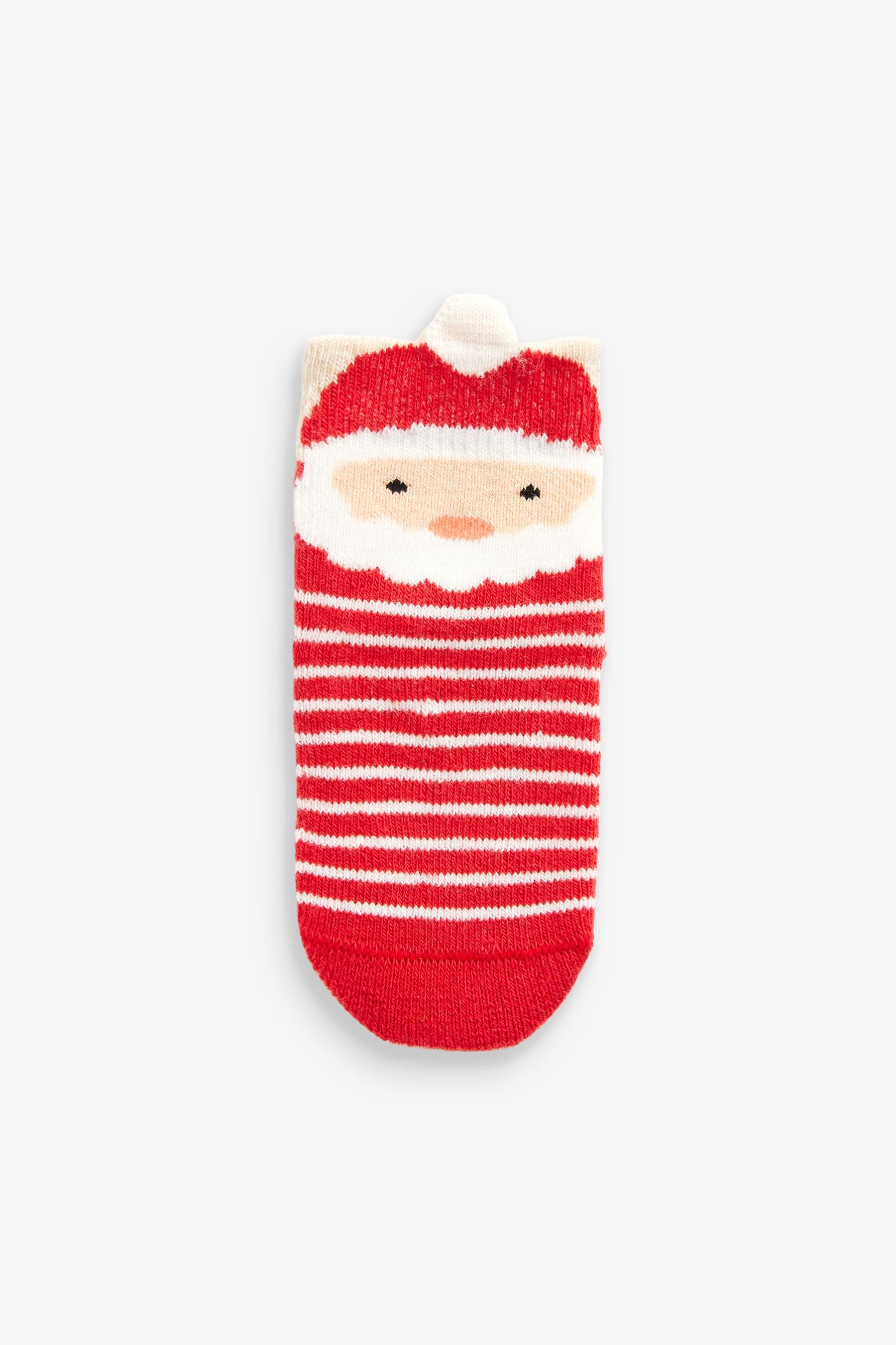 Red Terry Towelling Christmas Character Baby Socks 3 Pack (0mths-2yrs)