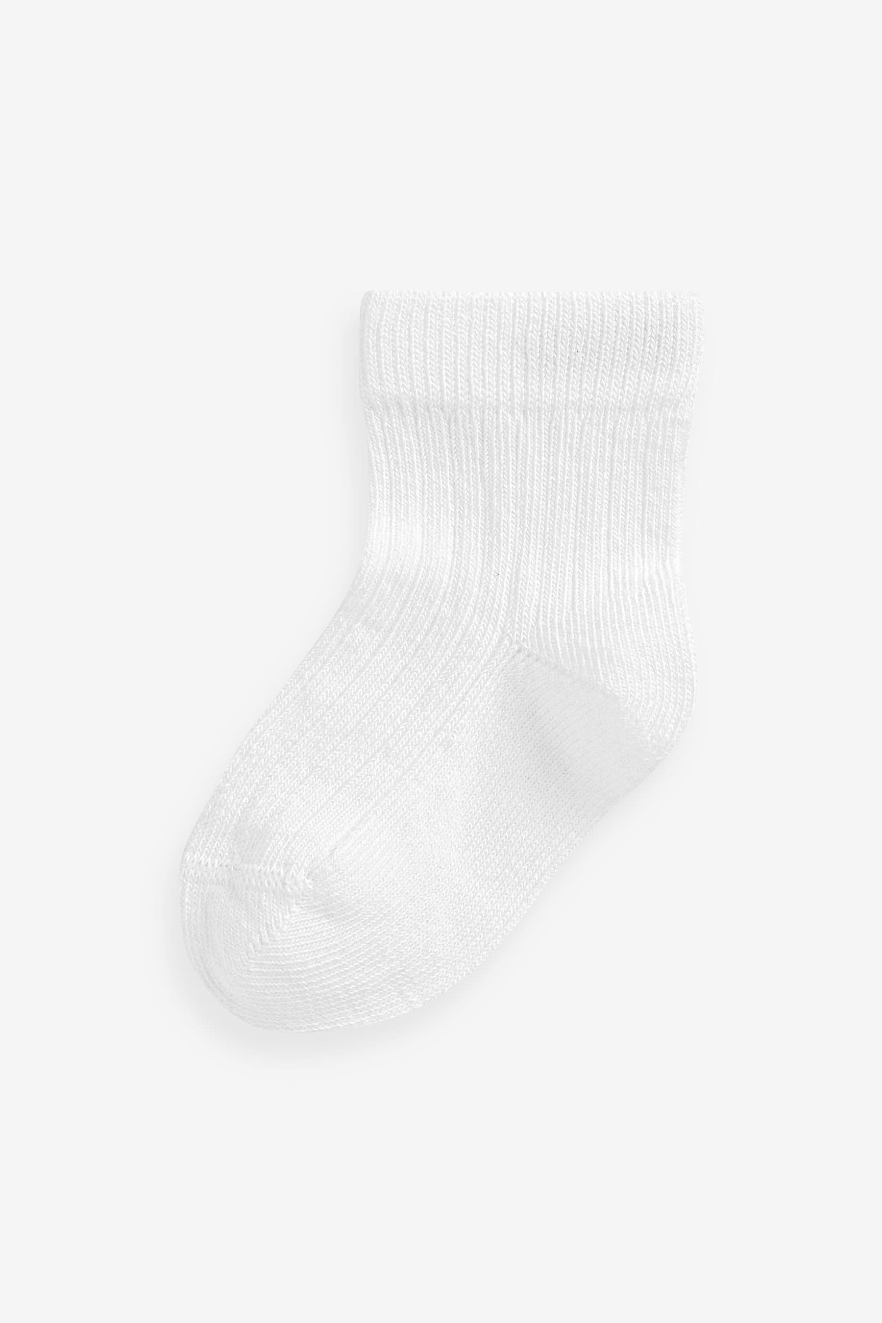 White 7 Pack Rib Baby Socks (0mths-2yrs)