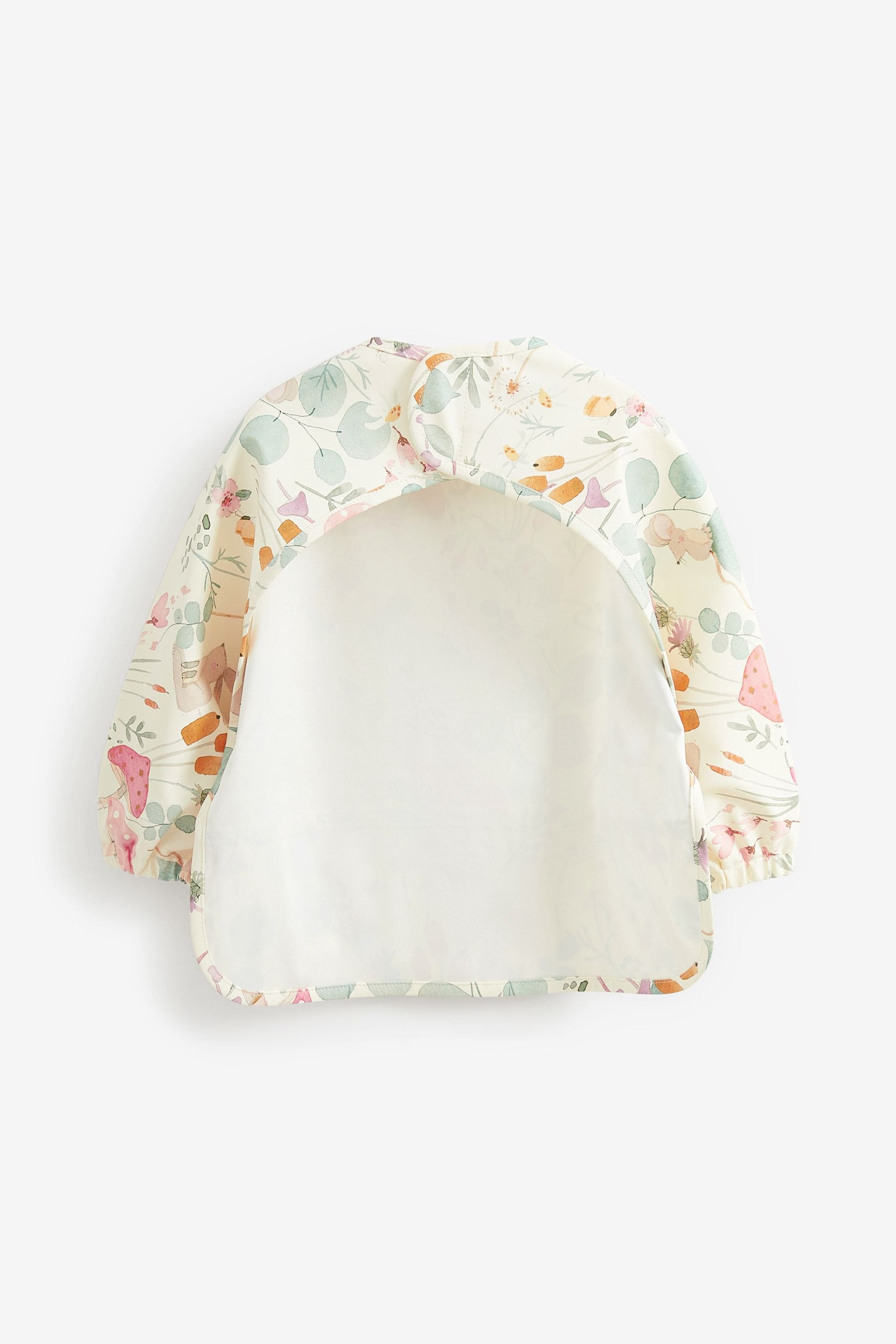 Cream Floral Baby Weaning and Feeding Sleeved Bib (6mths-3yrs)