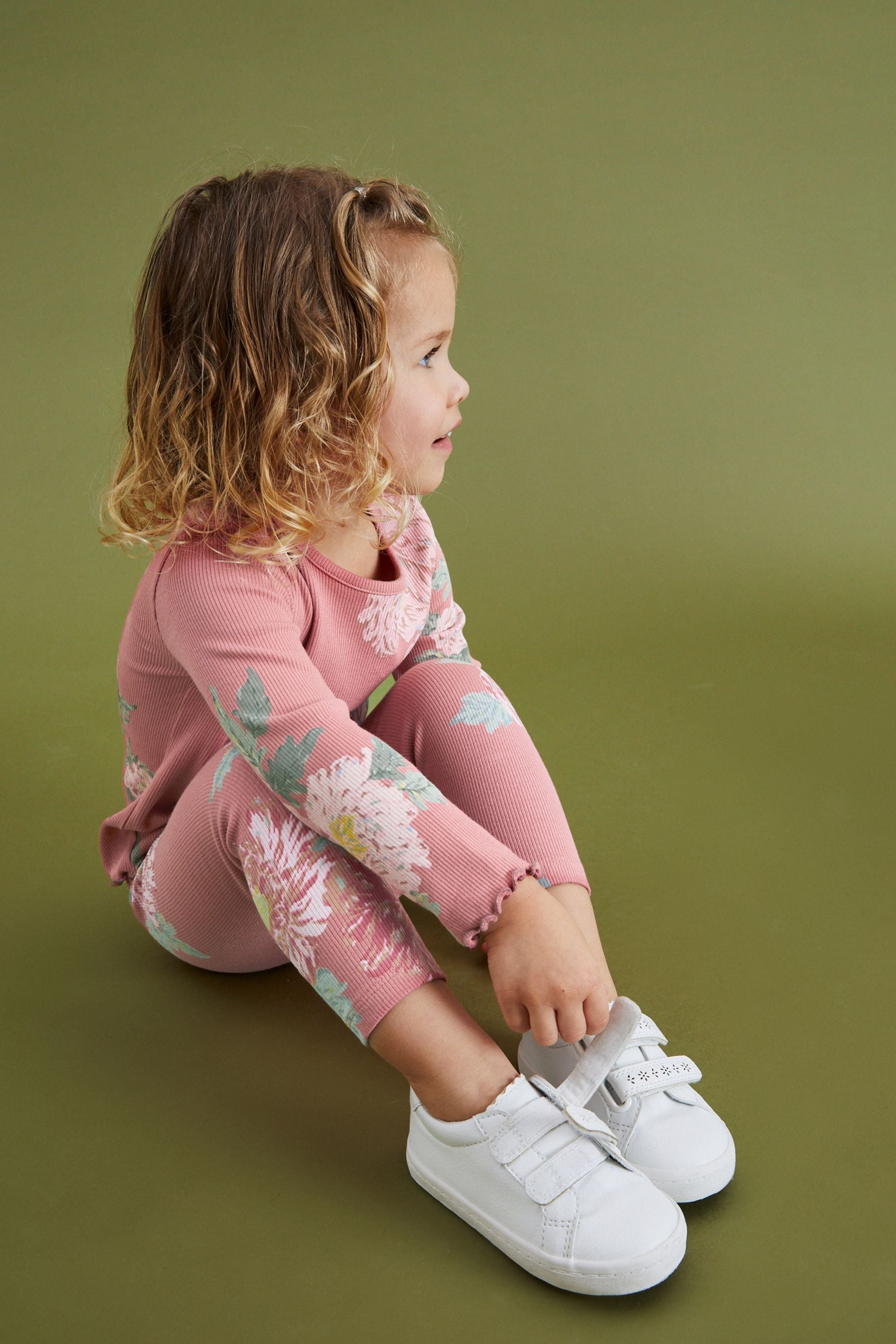 Pink Floral Rib Jersey Leggings (3mths-7yrs)