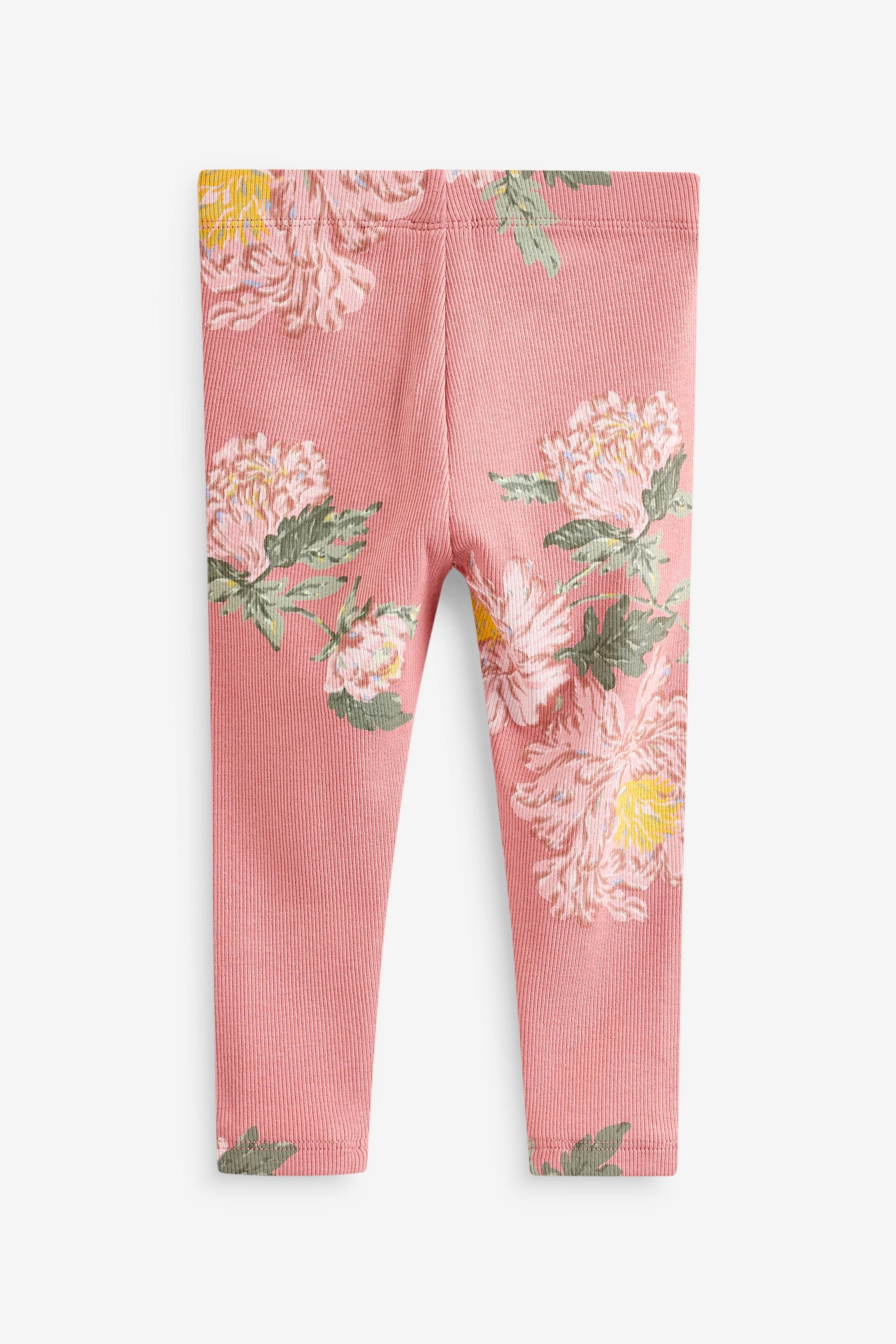 Pink Floral Rib Jersey Leggings (3mths-7yrs)