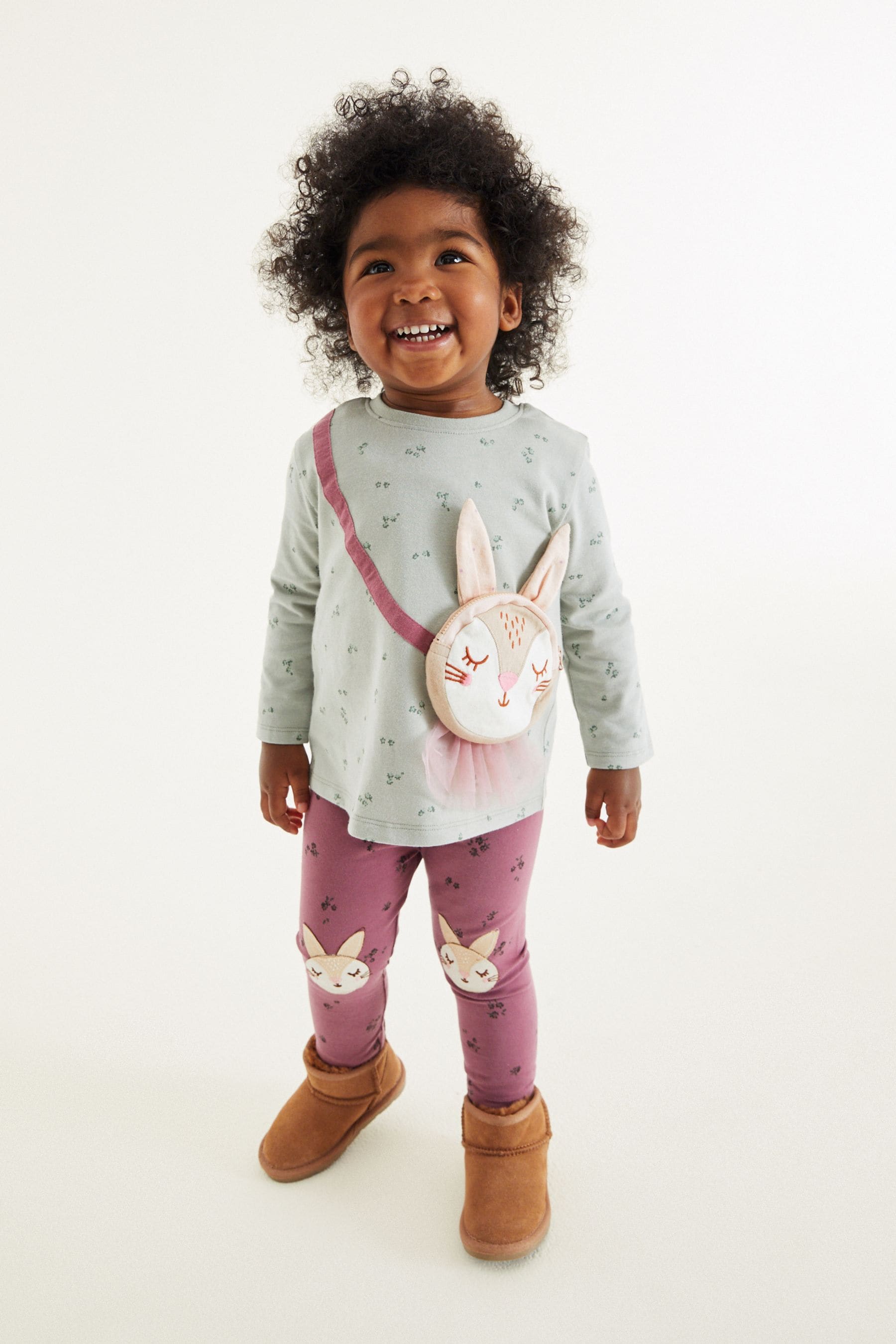 Purple Bunny Embroidered Leggings (3mths-7yrs)