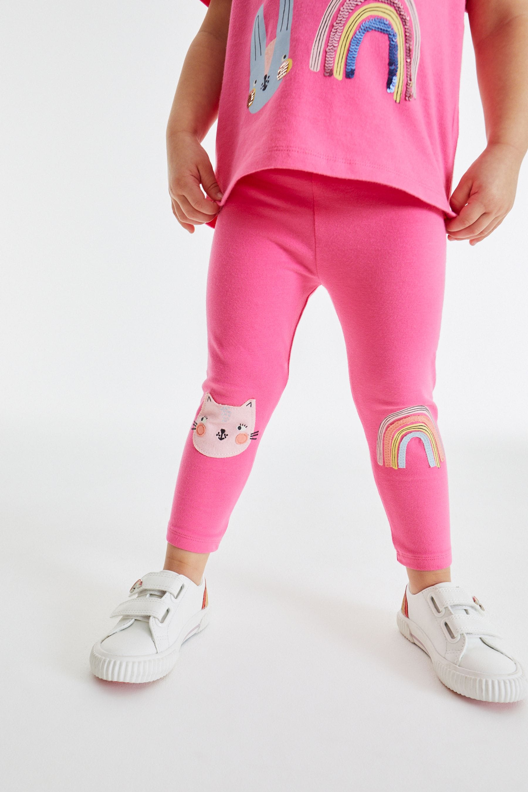 Pink Rainbow Embroidered Leggings (3mths-7yrs)