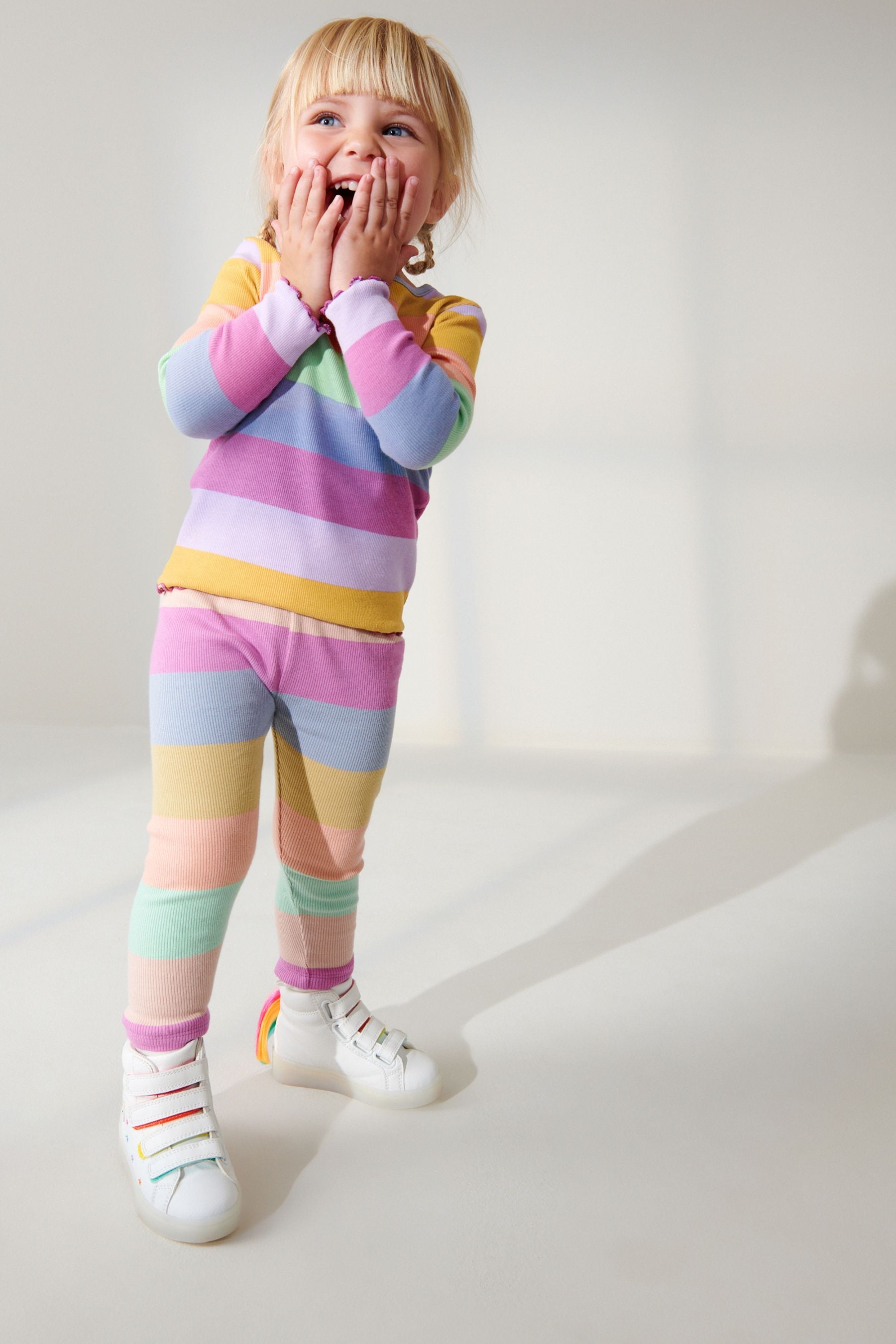 Rainbow Stripe Rib Jersey Leggings (3mths-7yrs)