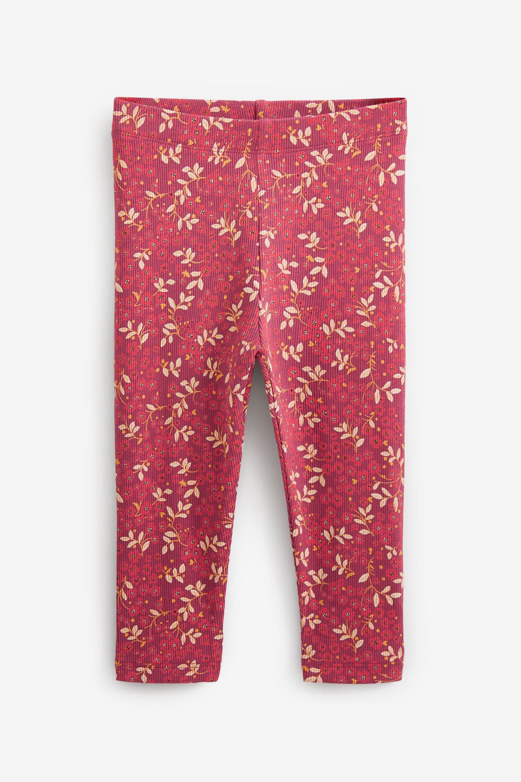 Red Floral Rib Jersey Leggings (3mths-7yrs)