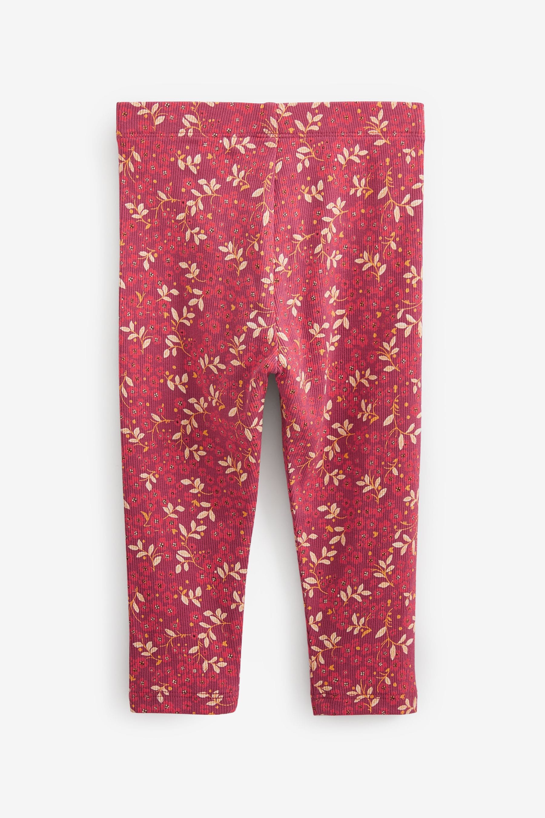 Red Floral Rib Jersey Leggings (3mths-7yrs)