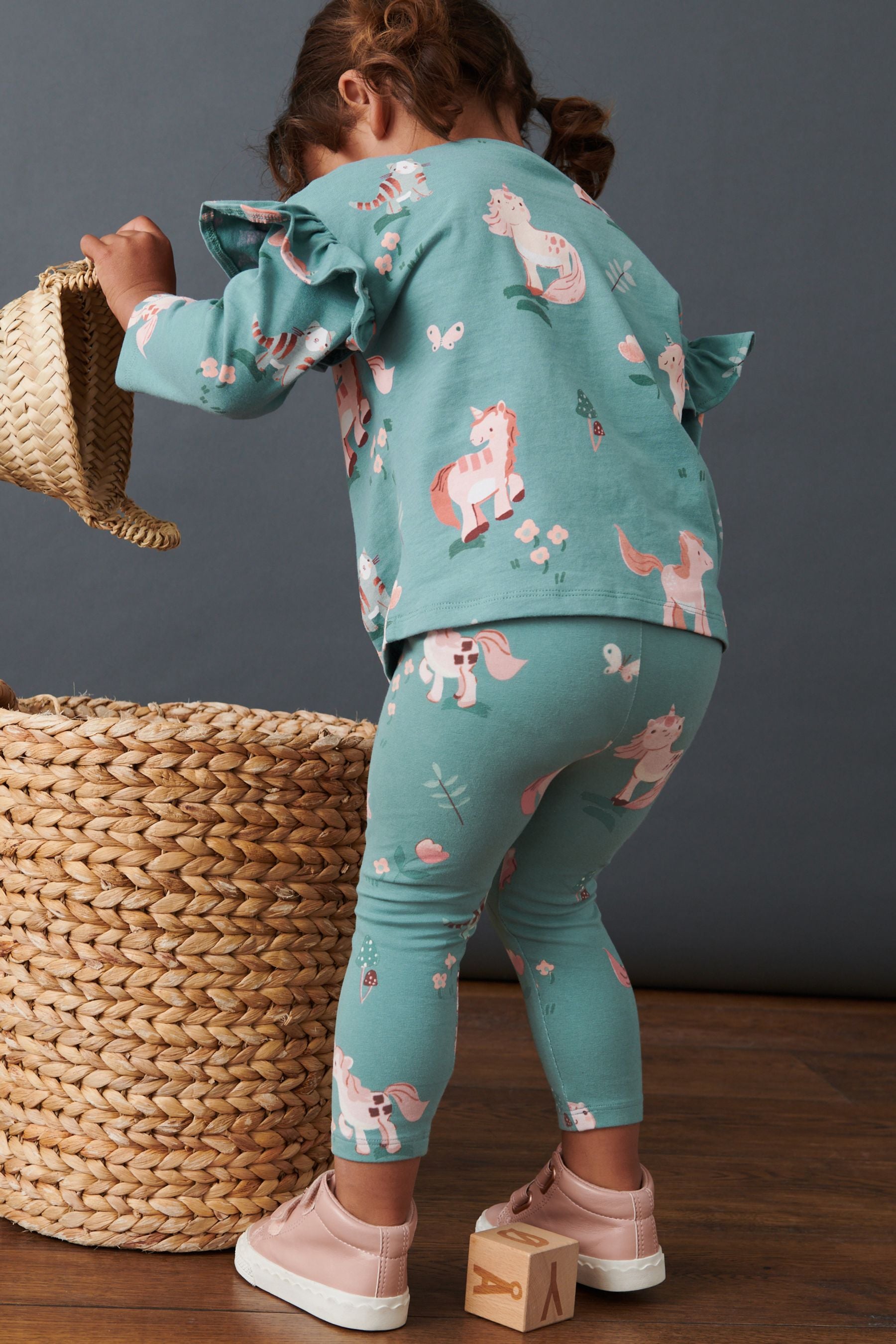 Green Unicorn Printed Jersey Leggings (3mths-7yrs)