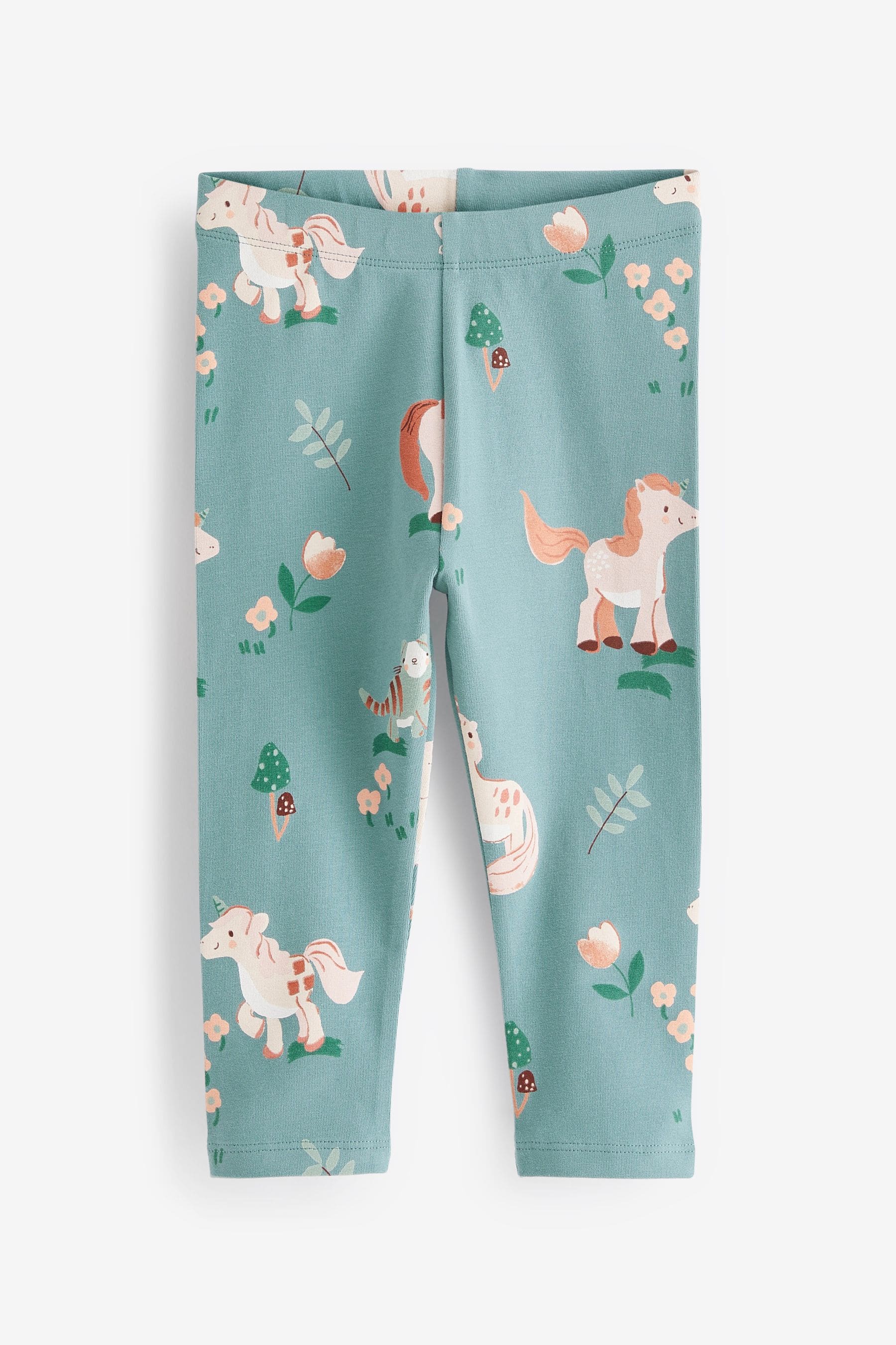 Green Unicorn Printed Jersey Leggings (3mths-7yrs)