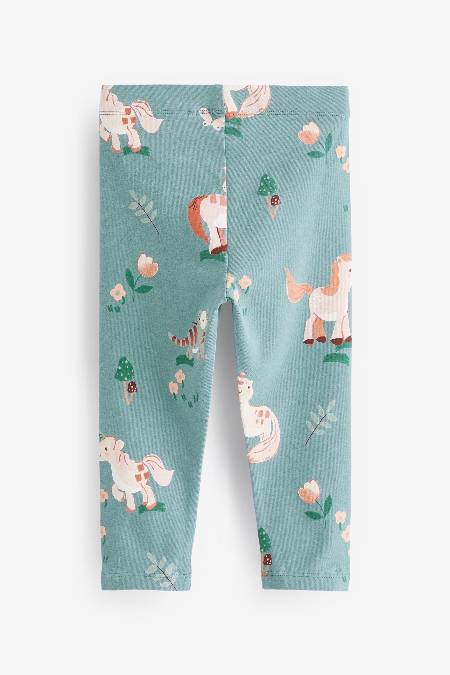 Green Unicorn Printed Jersey Leggings (3mths-7yrs)