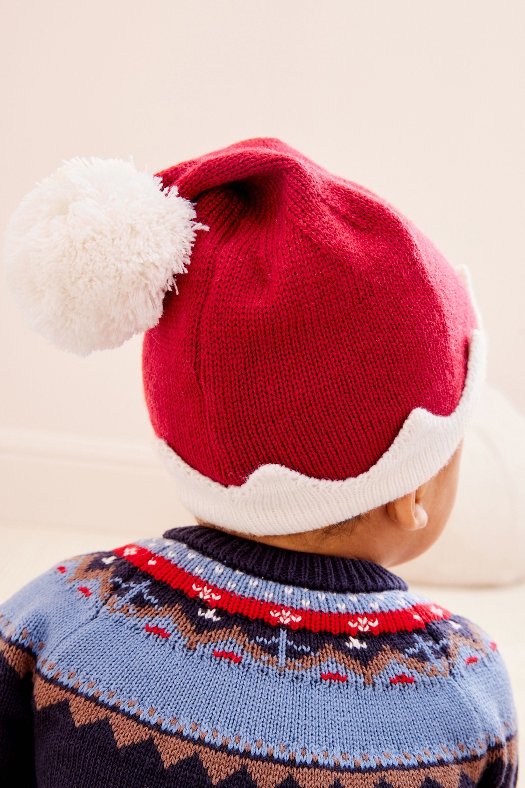 Red Knitted Baby Santa Hat (0mths-2yrs)