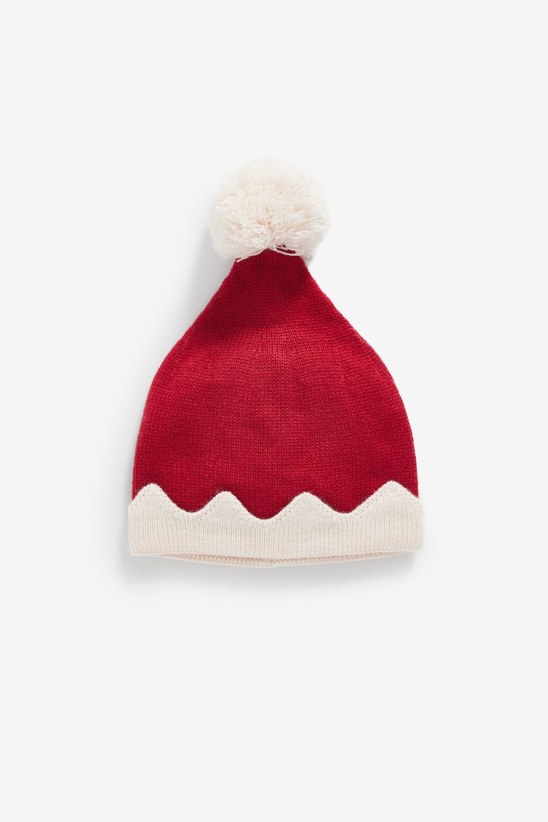 Red Knitted Baby Santa Hat (0mths-2yrs)