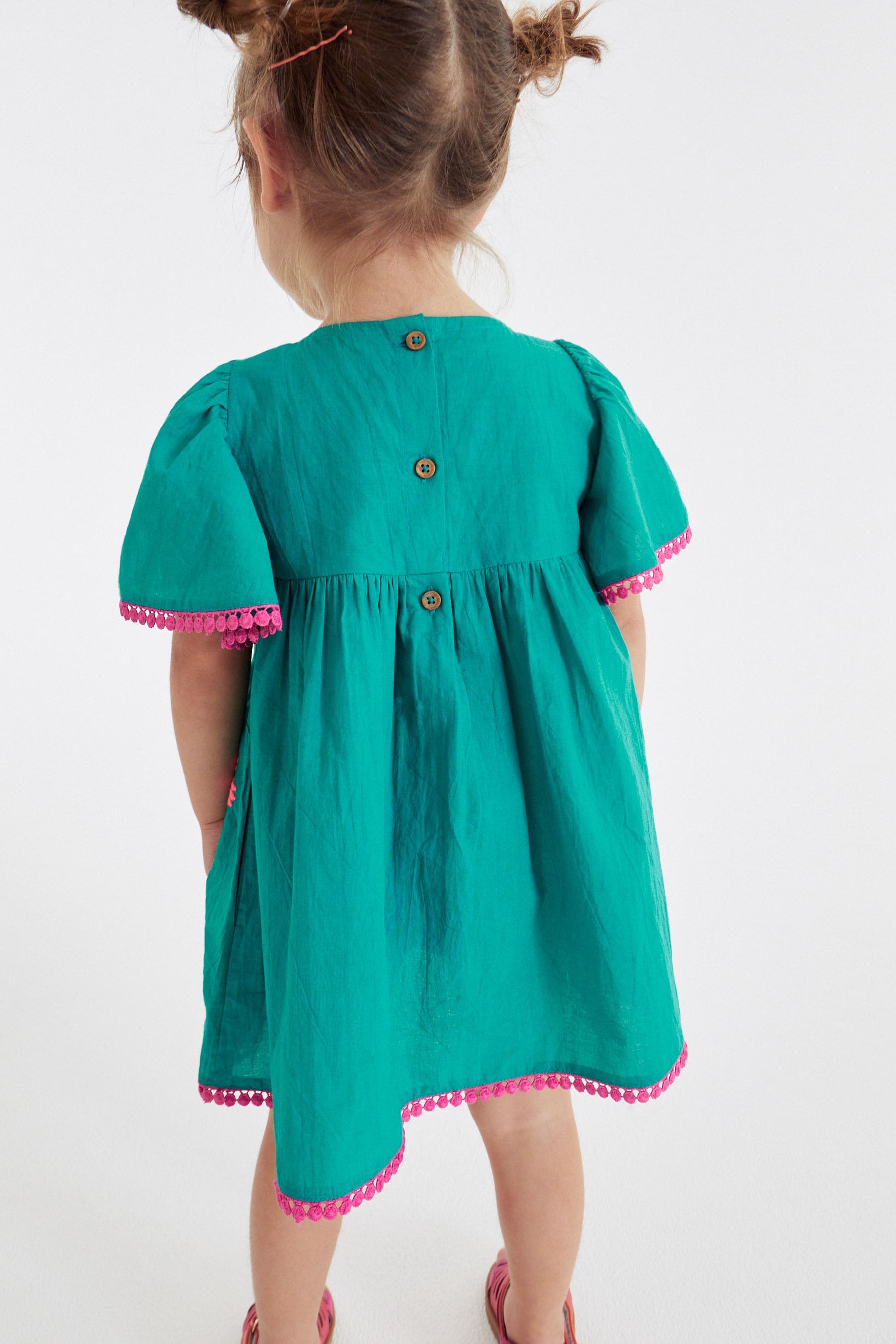 Teal Green Embroidered Kaftan Dress (3mths-10yrs)