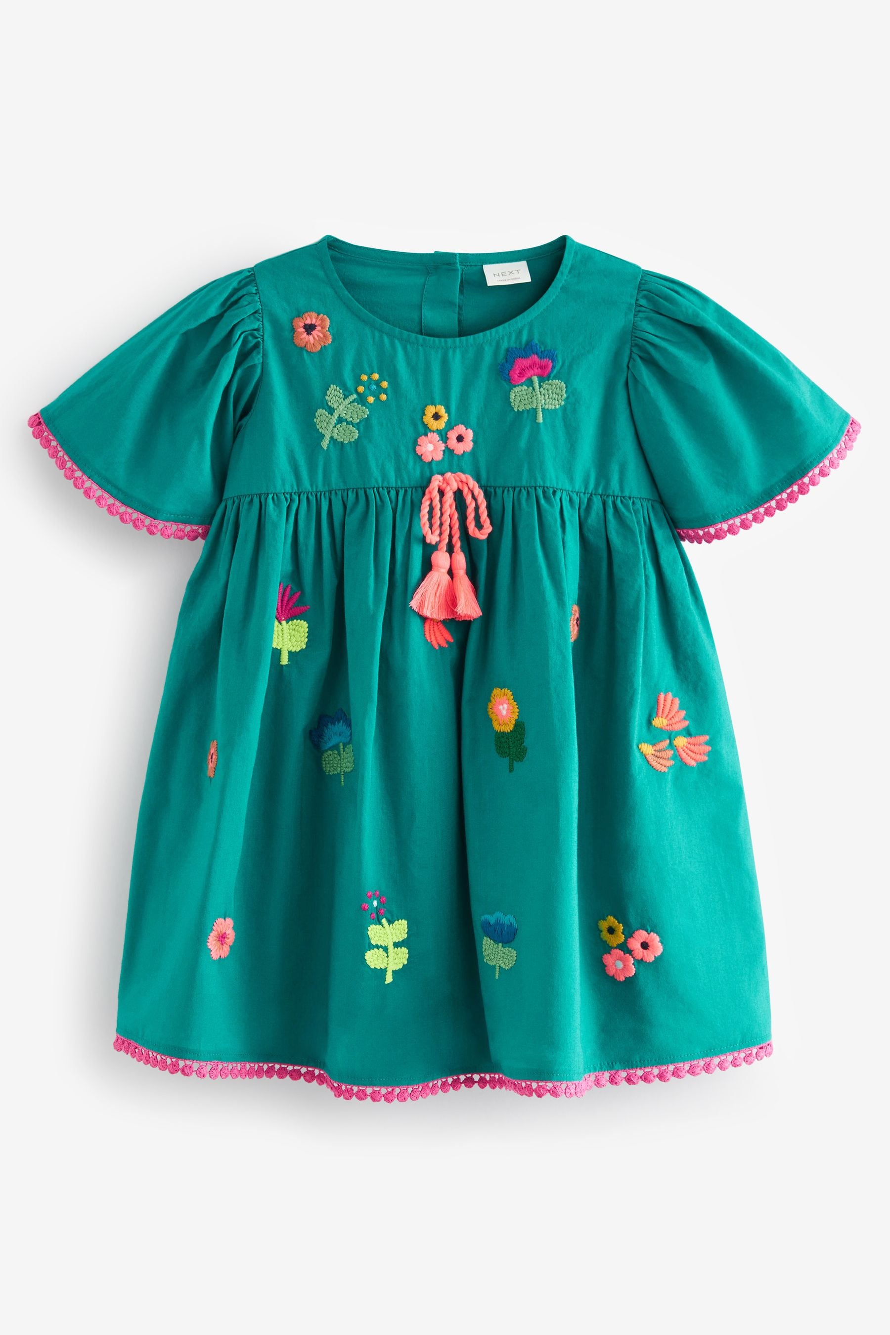 Teal Green Embroidered Kaftan Dress (3mths-10yrs)