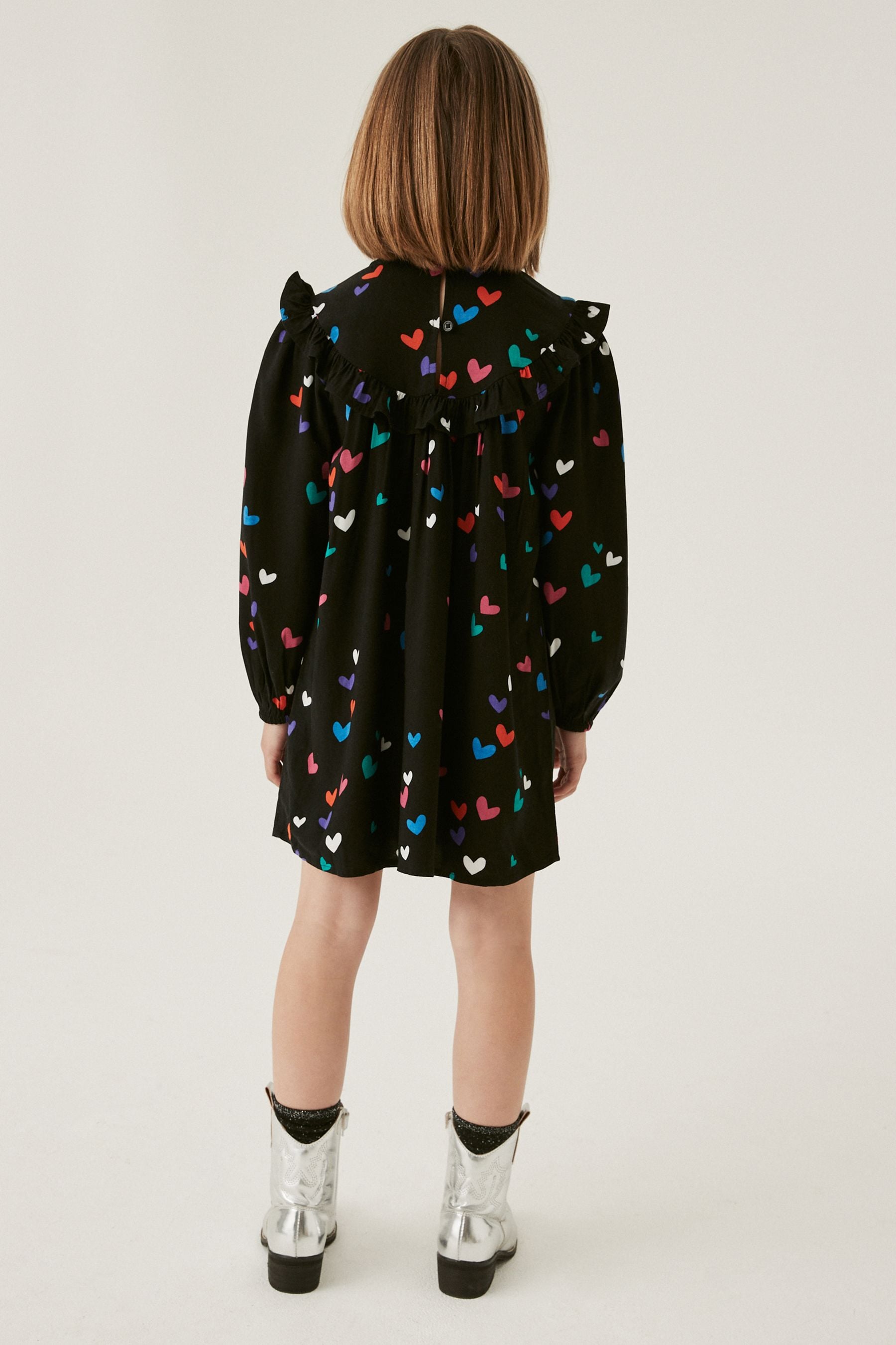 Black/Multi Heart Printed Dress (12mths-16yrs)