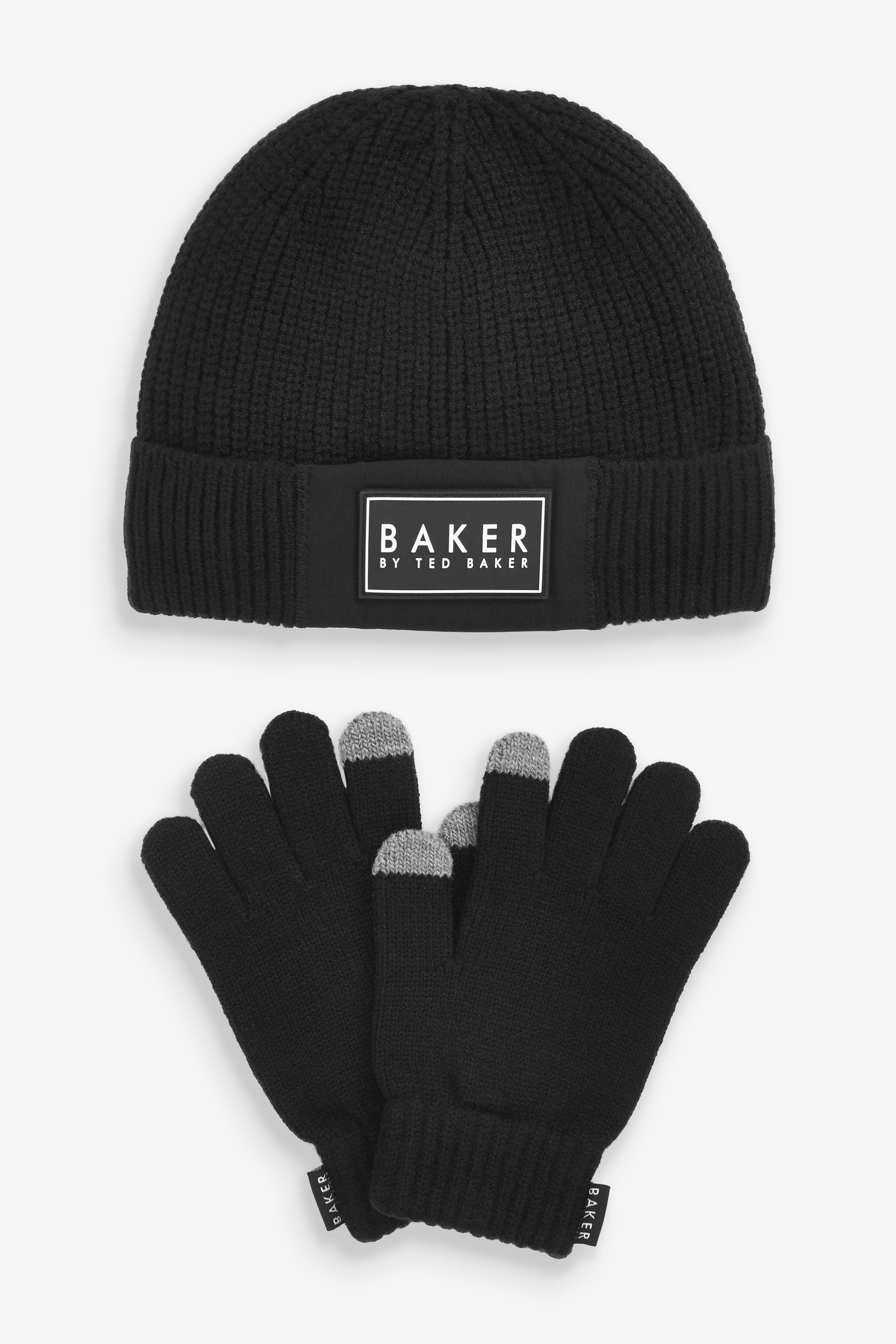 Black Baker by Ted Baker Boys Beanie Hat and Gloves Set