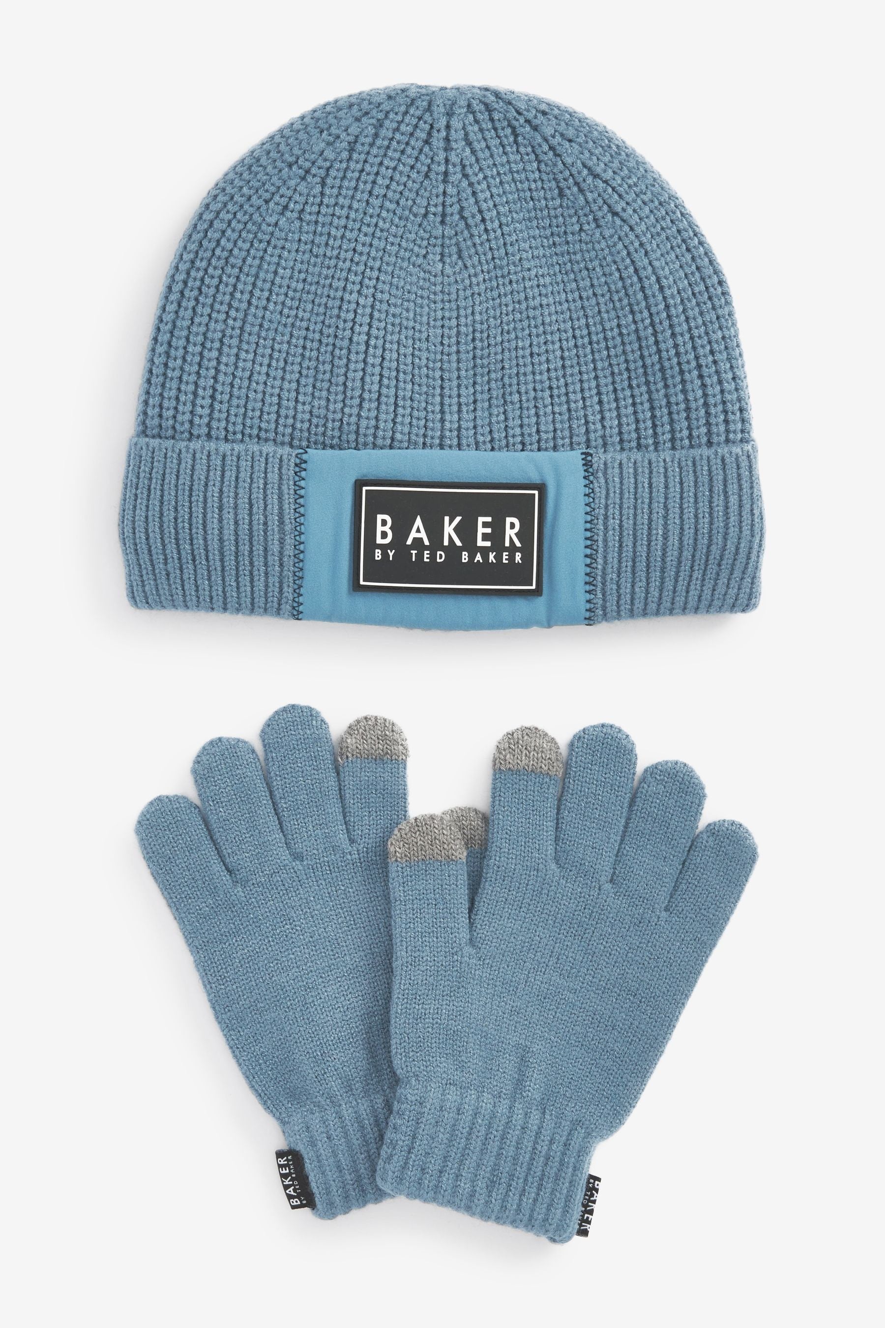 Blue Baker by Ted Baker Boys Beanie Hat and Gloves Set