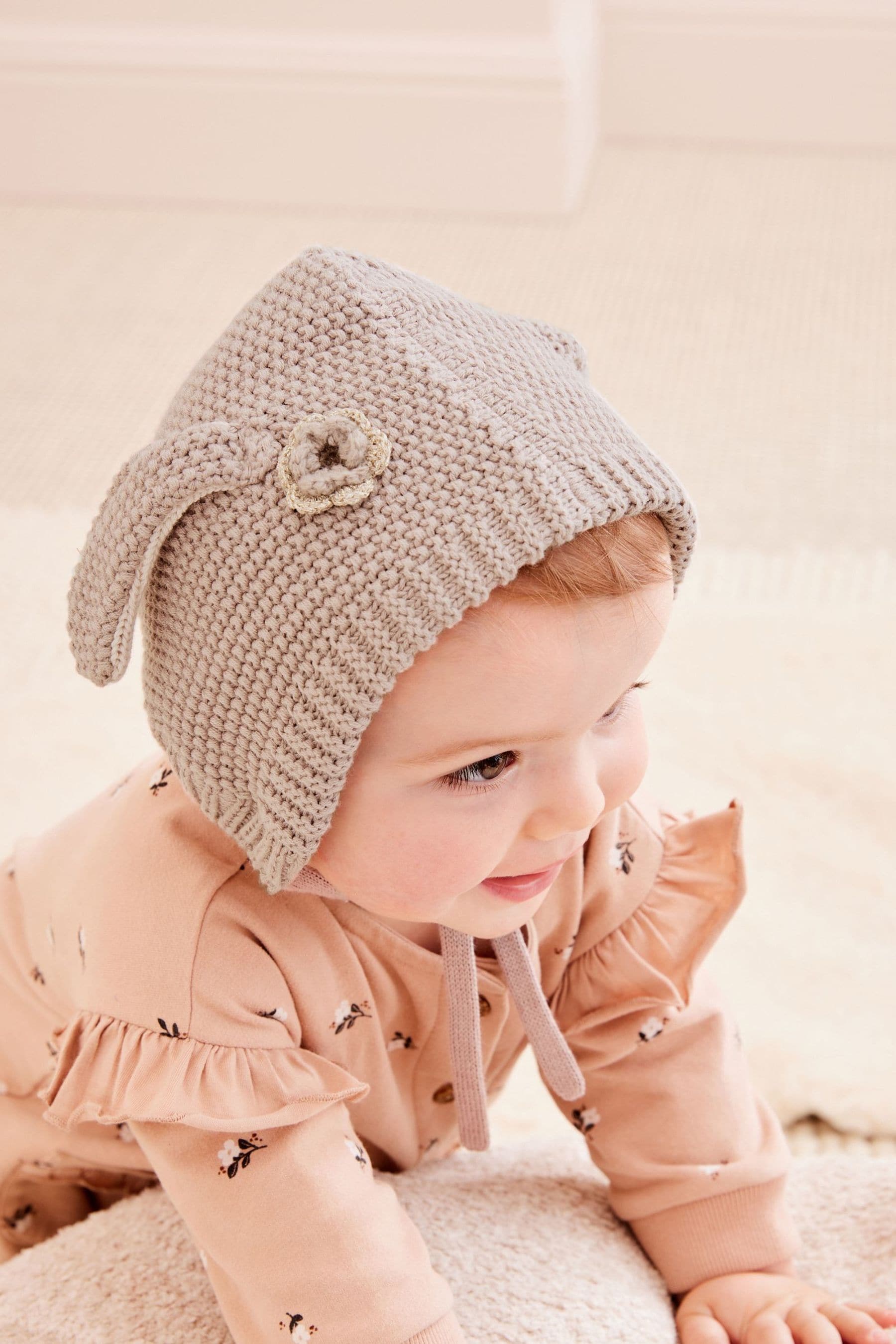 Chocolate Brown Bunny Bonnet Baby Hat (0mths-2yrs)