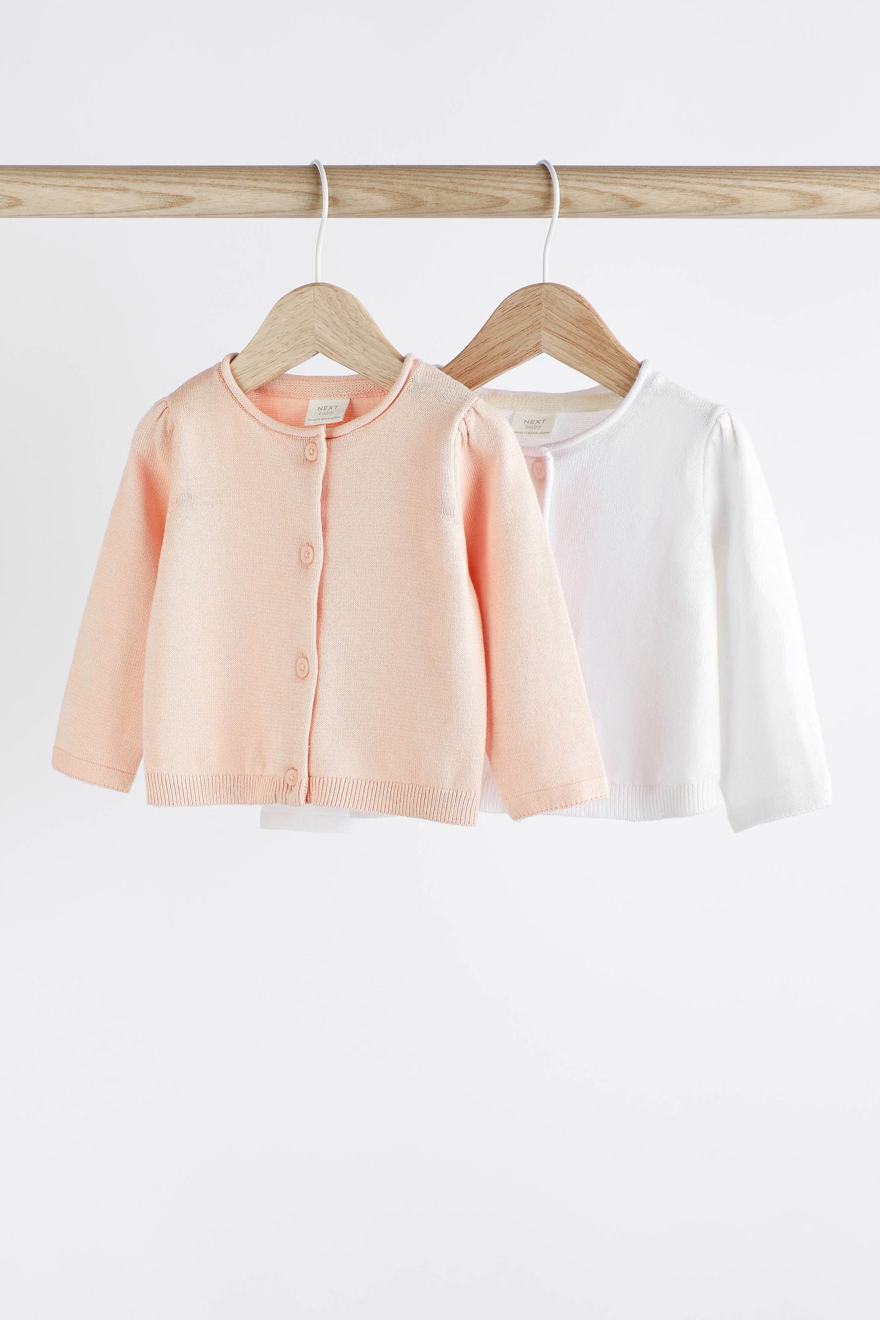 White/Pink Baby Cardigans 2 Pack (0mths-3yrs)