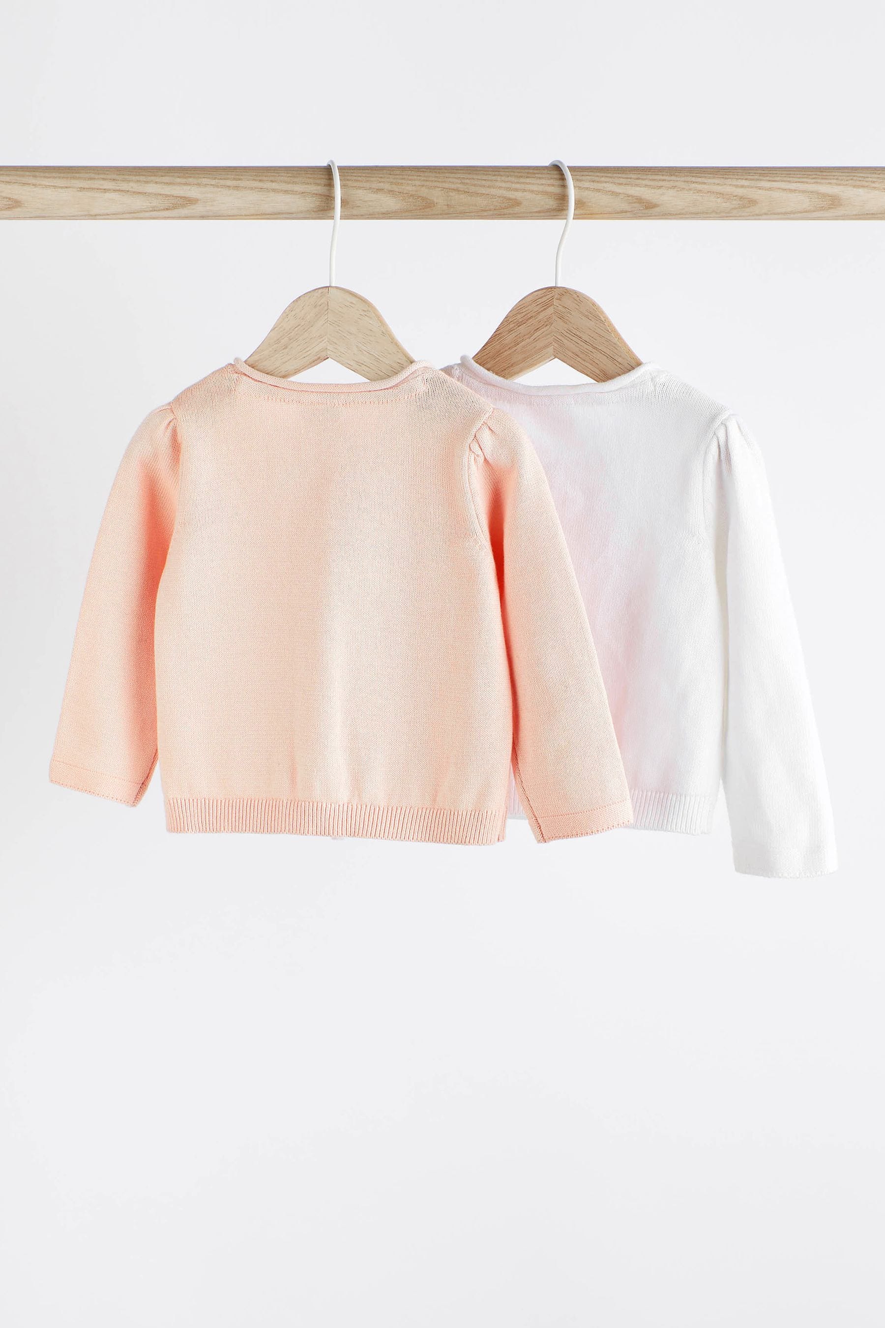 White/Pink Baby Cardigans 2 Pack (0mths-3yrs)