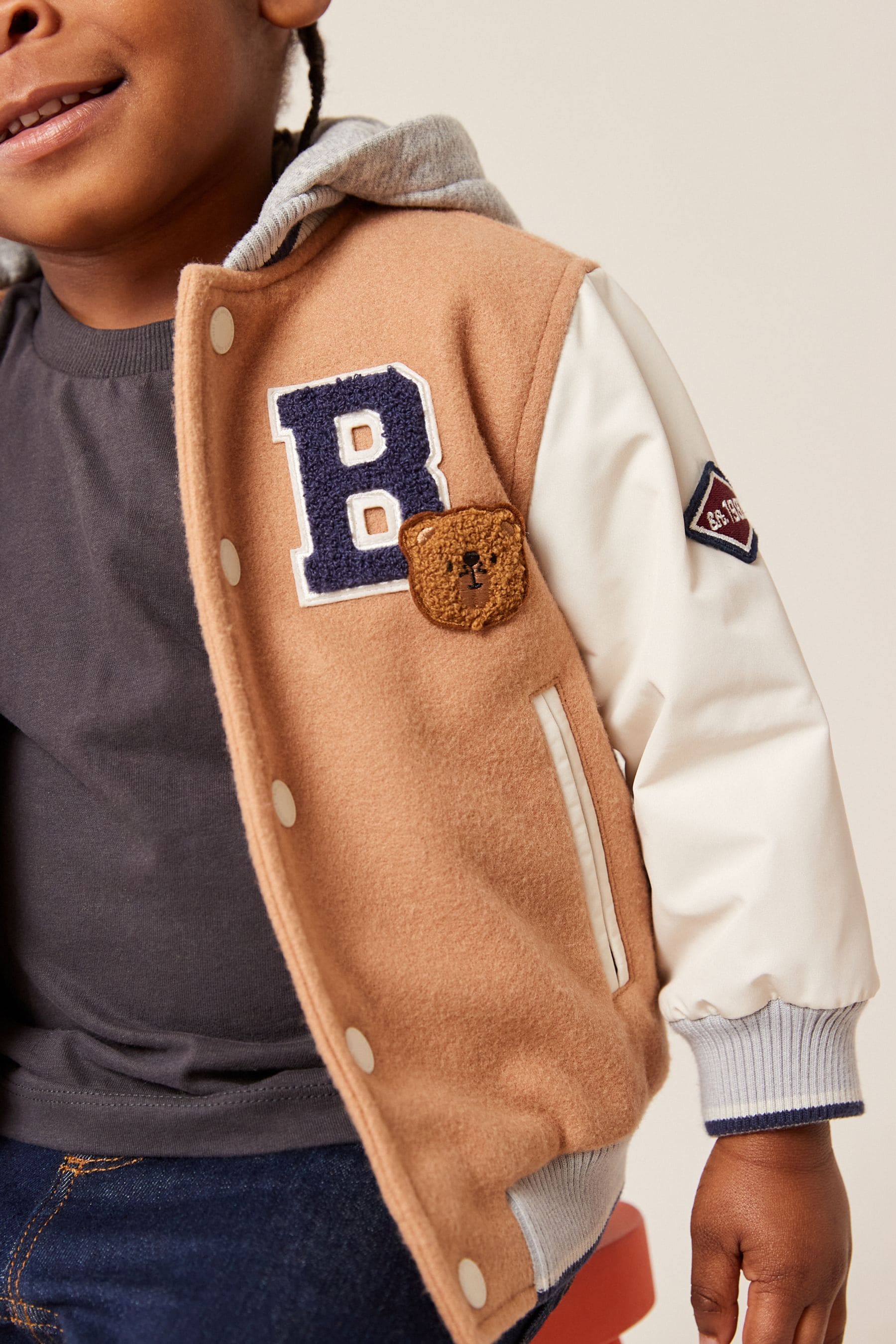 Neutral Varsity Jacket (3mths-7yrs)