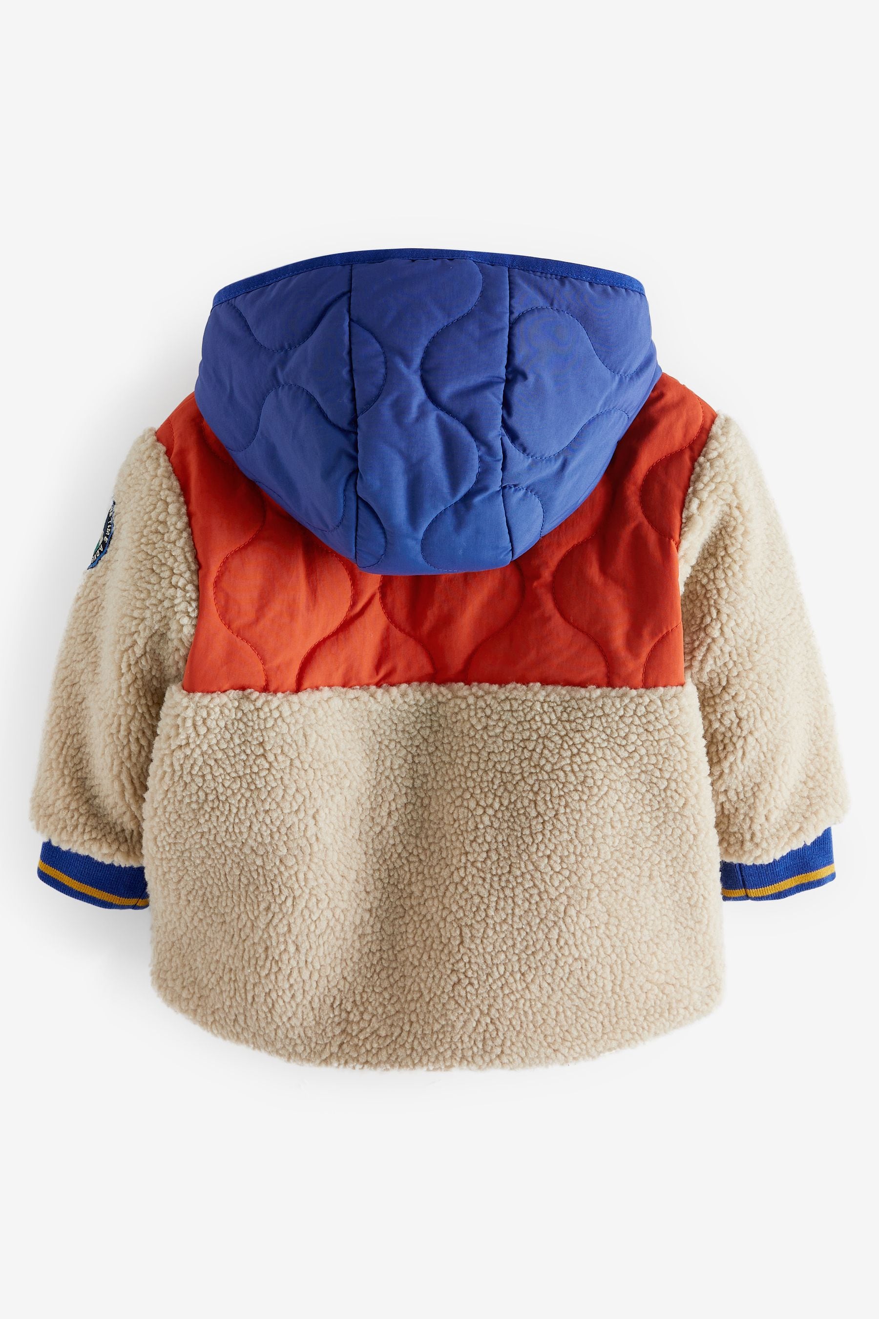 Orange Colourblock Teddy Borg Fleece Jacket (3mths-7yrs)