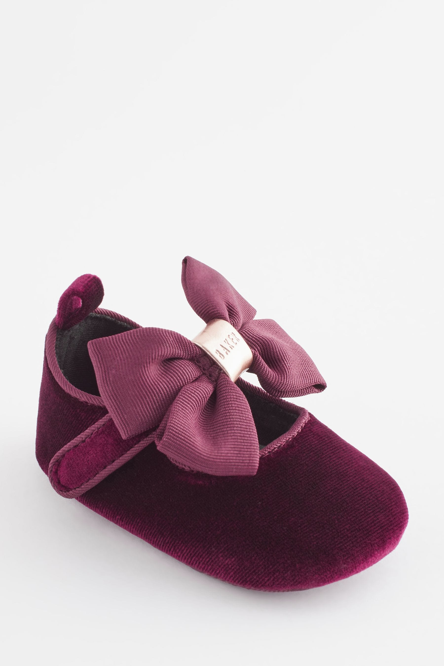 Berry Red Baker by Ted Baker Baby Girls Velvet Shoe Padders with Bow