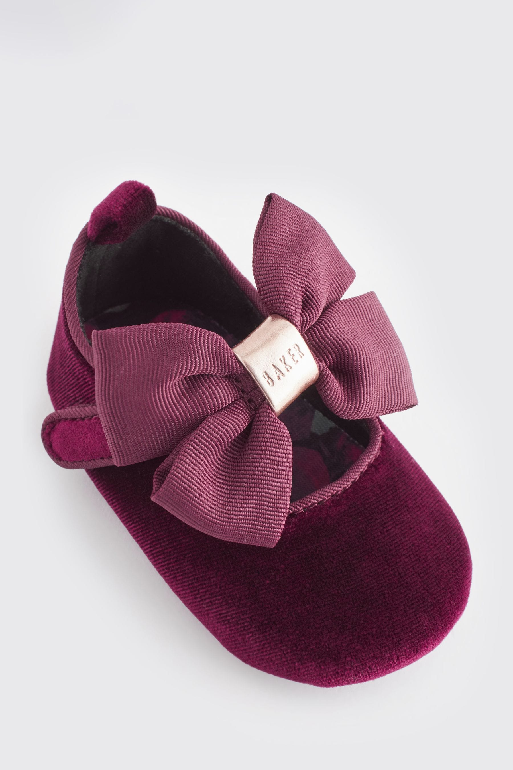 Berry Red Baker by Ted Baker Baby Girls Velvet Shoe Padders with Bow