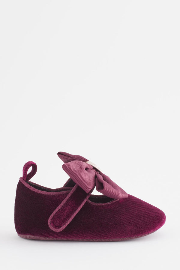 Berry Red Baker by Ted Baker Baby Girls Velvet Shoe Padders with Bow