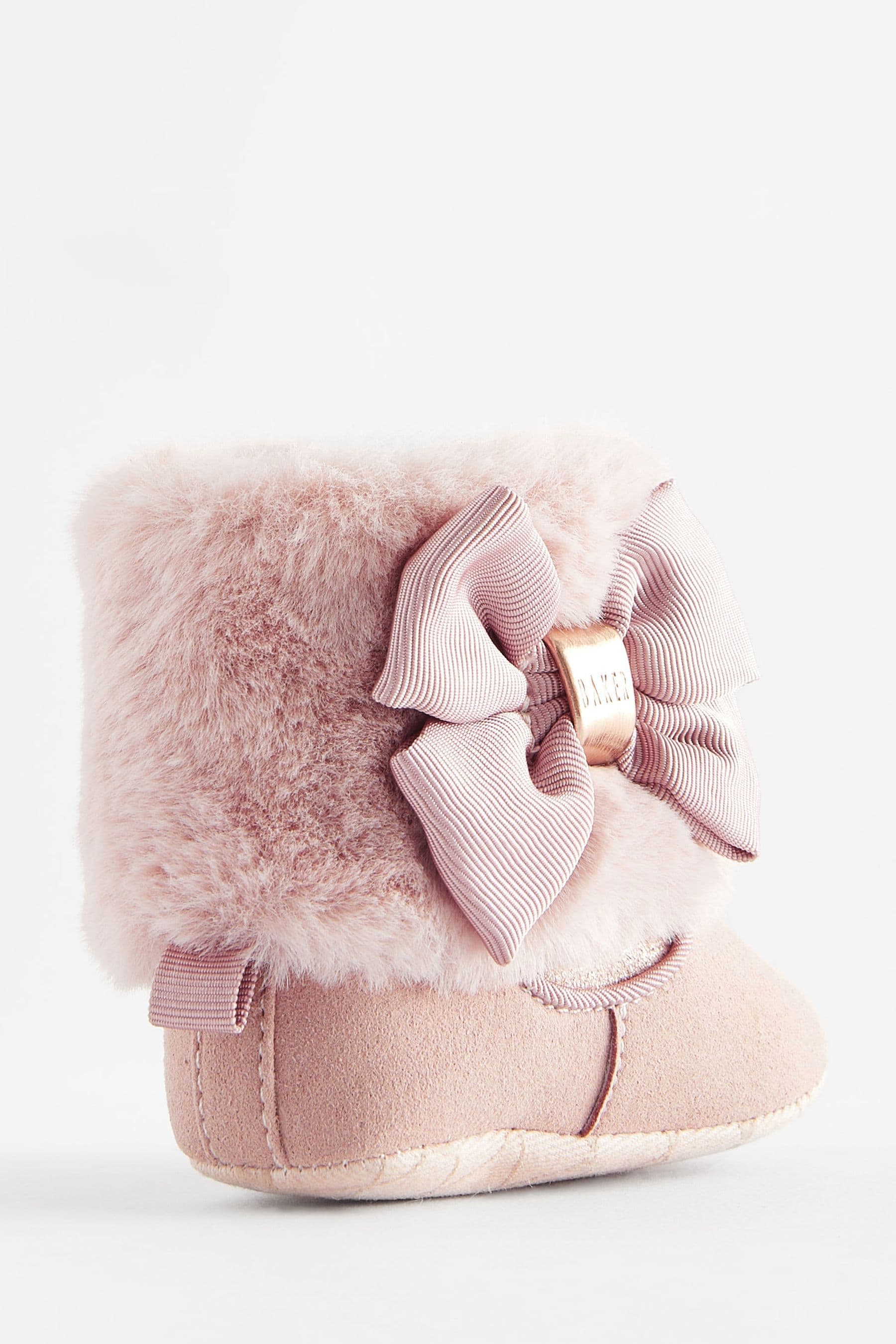 Pink Baker by Ted Baker Baby Girls Pink Faux Fur Cuff Padder Boots