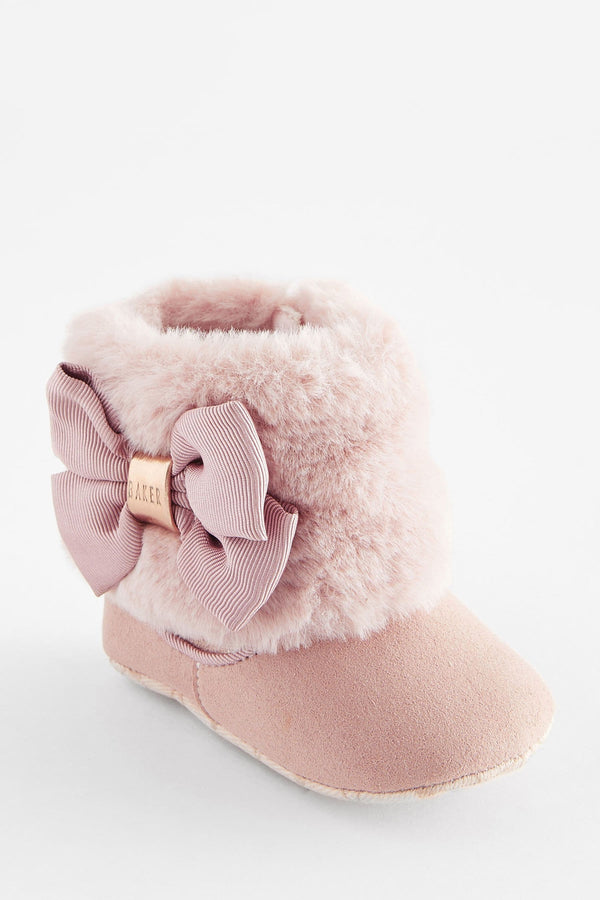 Pink Baker by Ted Baker Baby Girls Pink Faux Fur Cuff Padder Boots