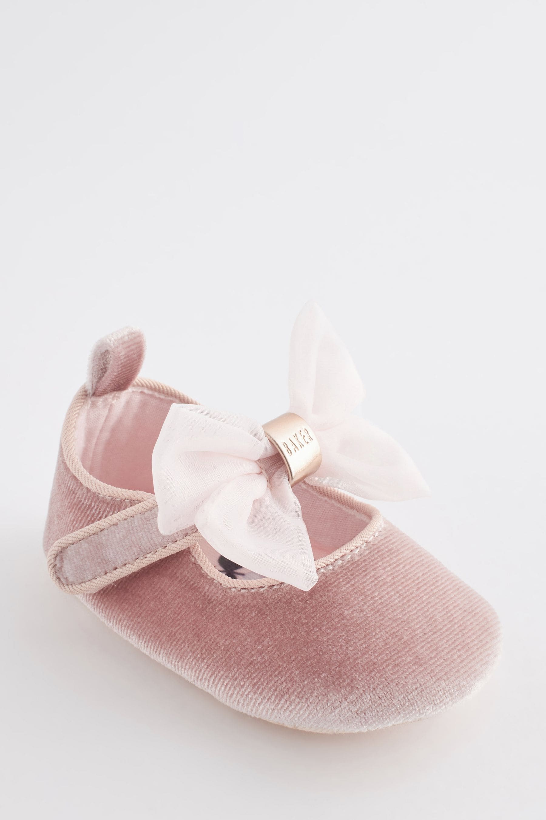 Pink Baker by Ted Baker Baby Girls Velvet Shoe Padders with Bow