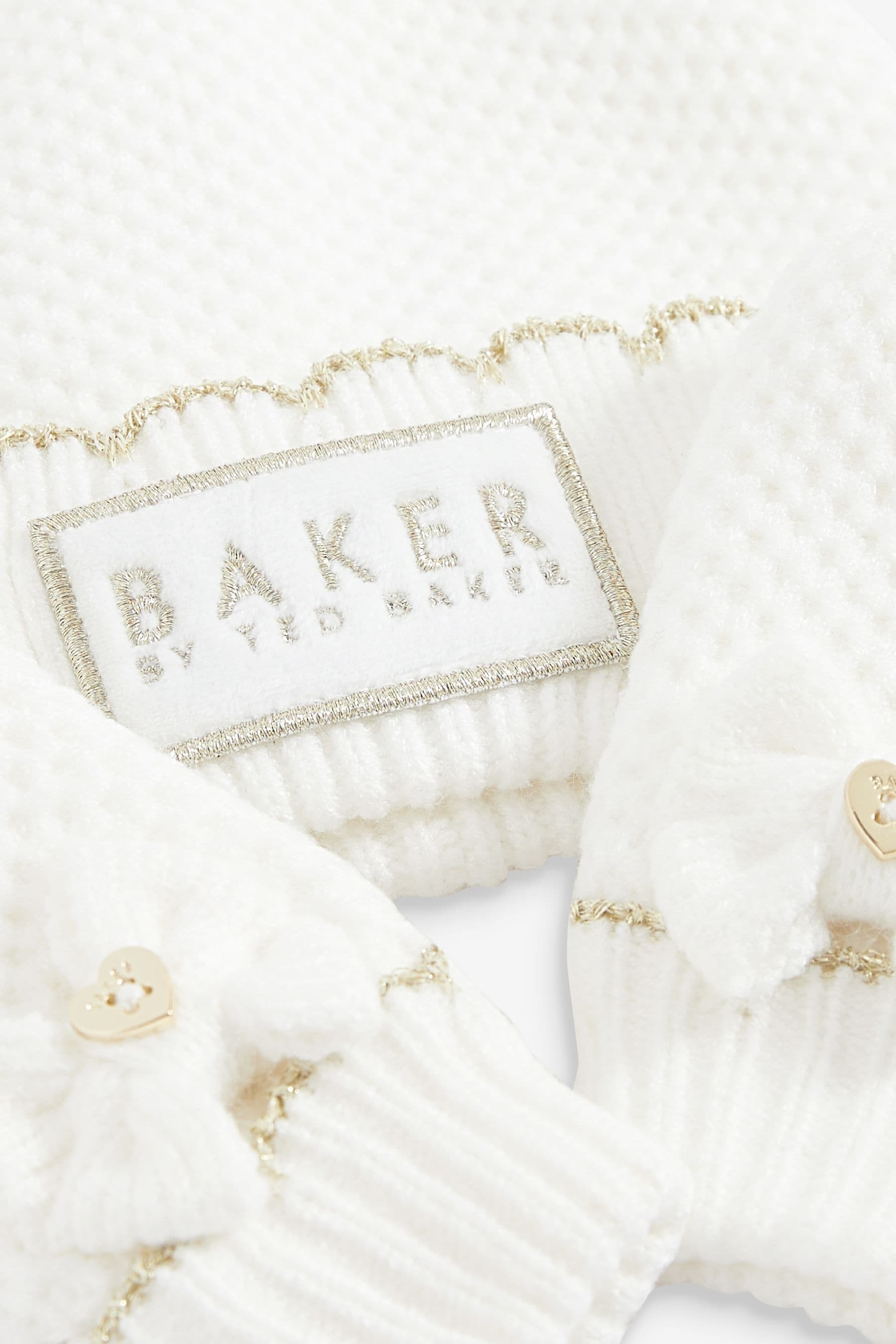 Cream Baker by Ted Baker Girls Cream Double Pom Hat and Mittens Set