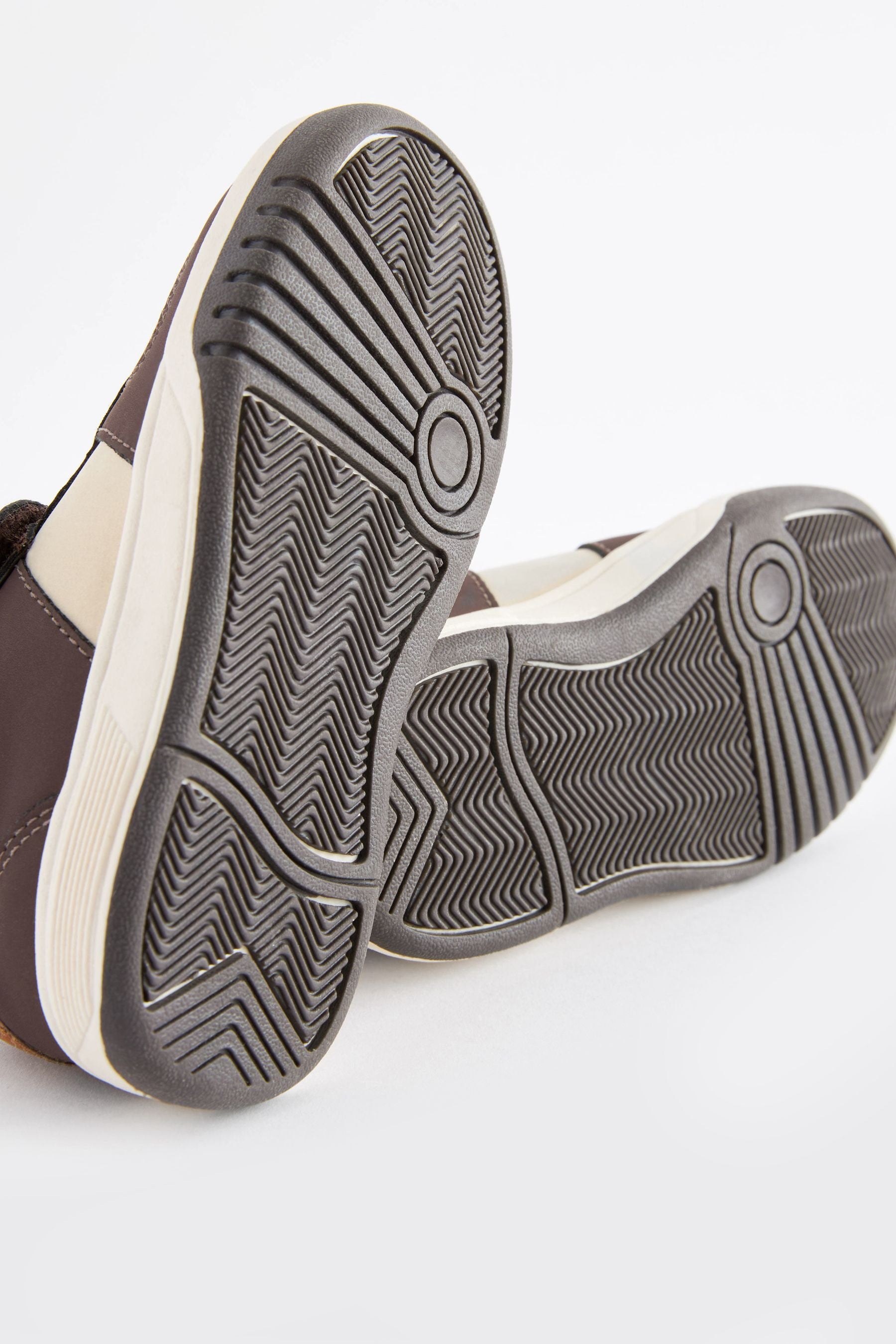 Brown/White Strap Touch Fastening Trainers